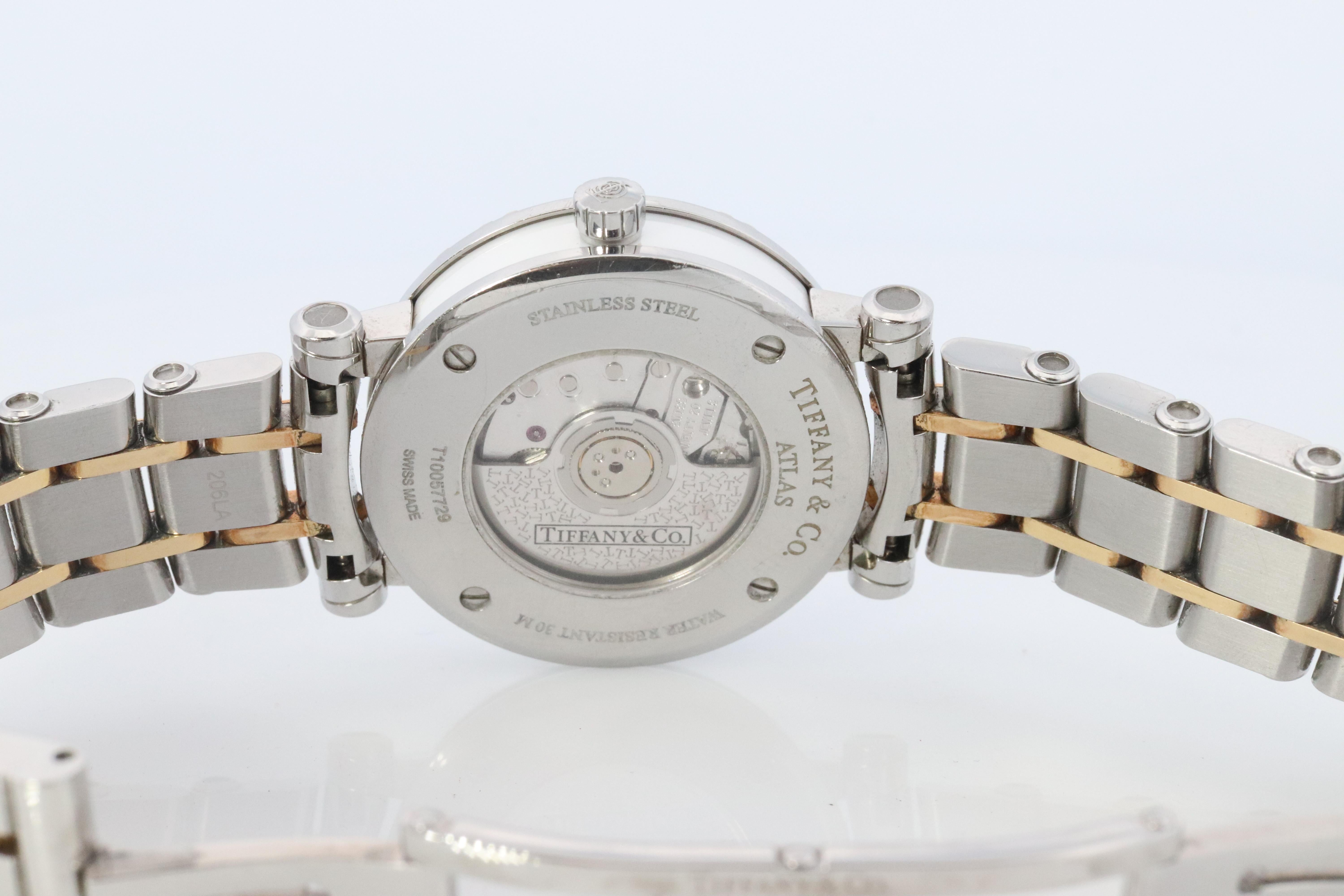 Tiffany and Co Watch. 18k SS and Ceramic Tiffany Atlas Automatic Ladies Watch. 3
