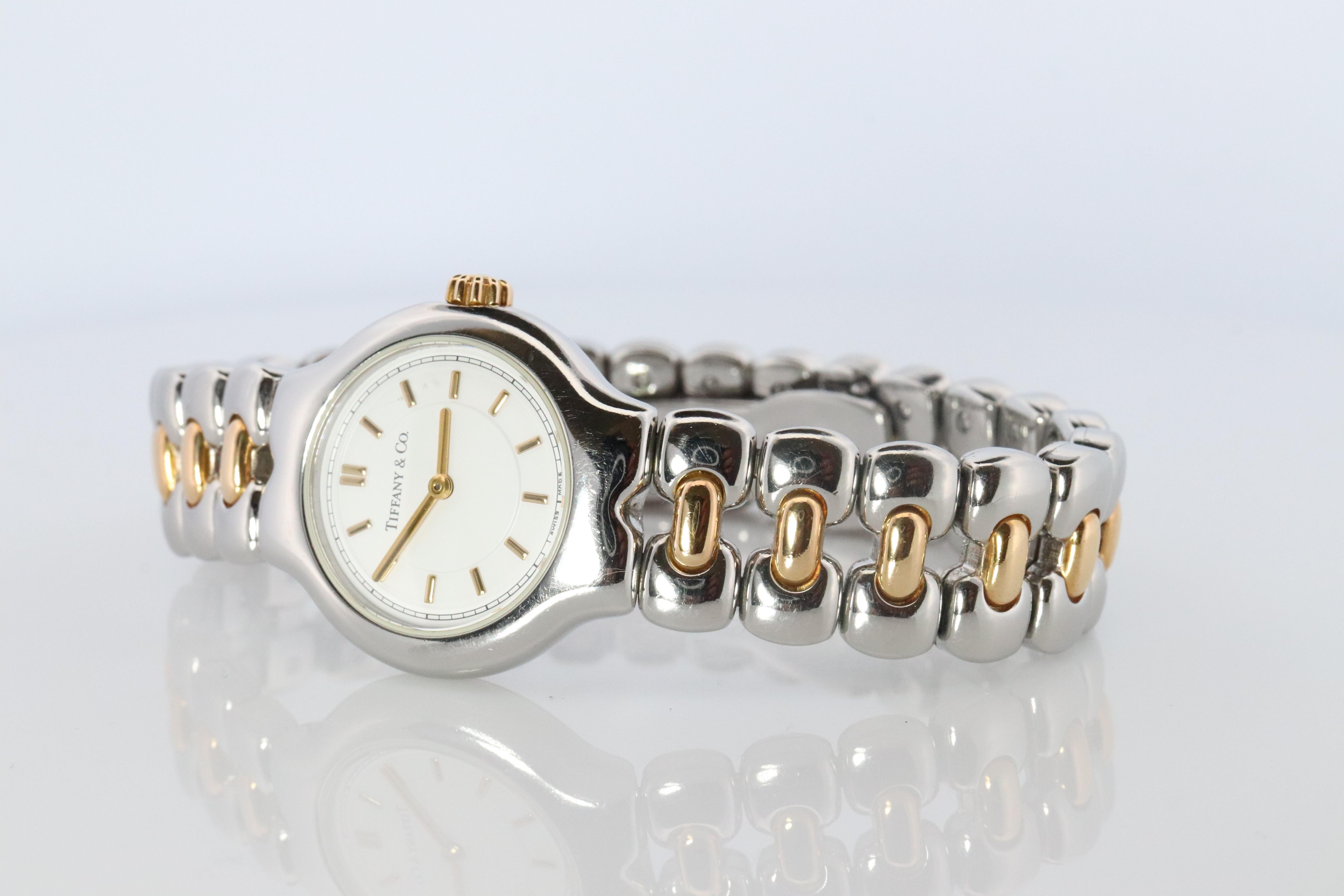 Donna Tiffany and Co Watch. 18k Tiffany Tesoro Stainless Steel Ladies 25mm Wristwatch in vendita