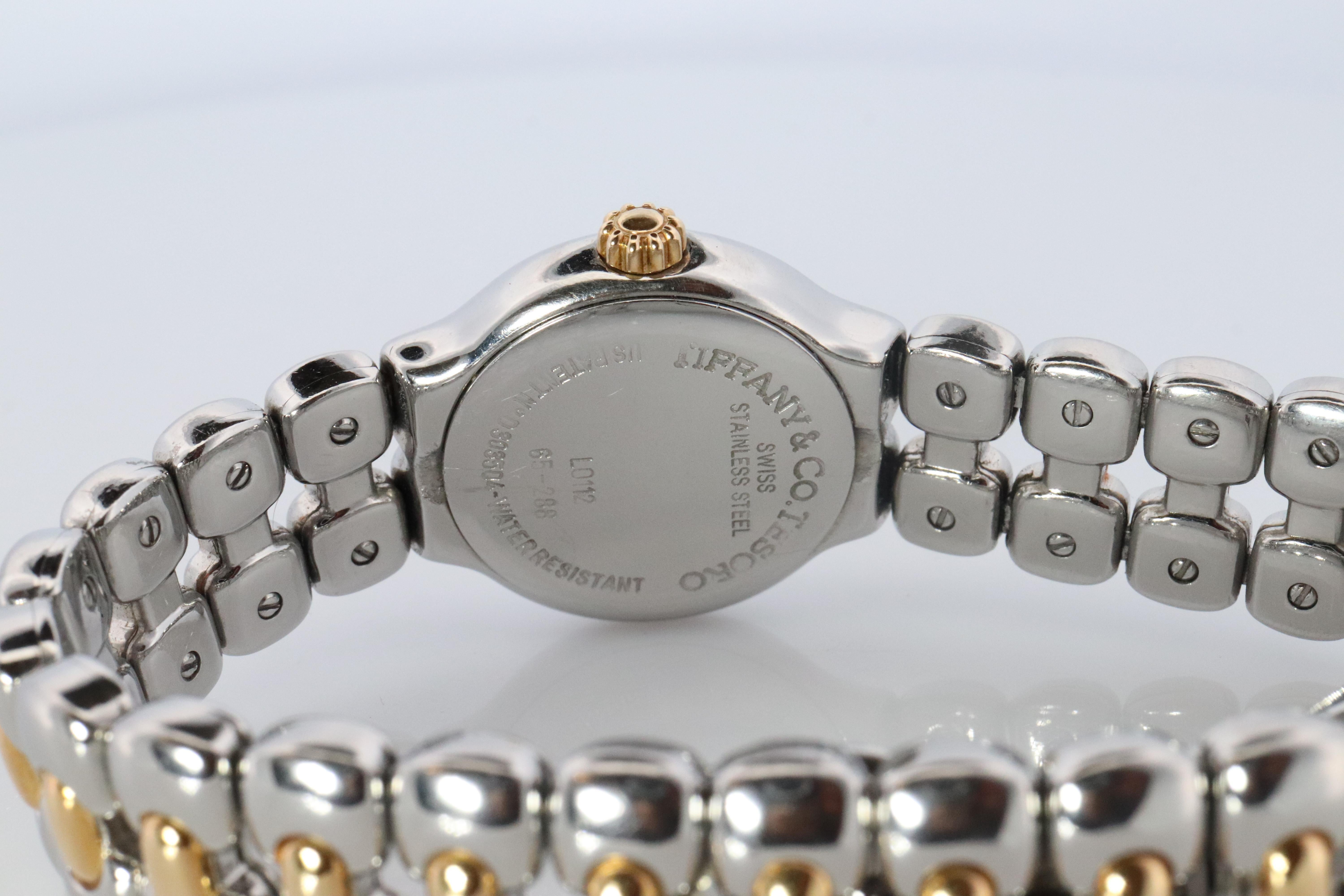 Tiffany and Co Watch. 18k Tiffany Tesoro Stainless Steel Ladies 25mm Wristwatch in vendita 2