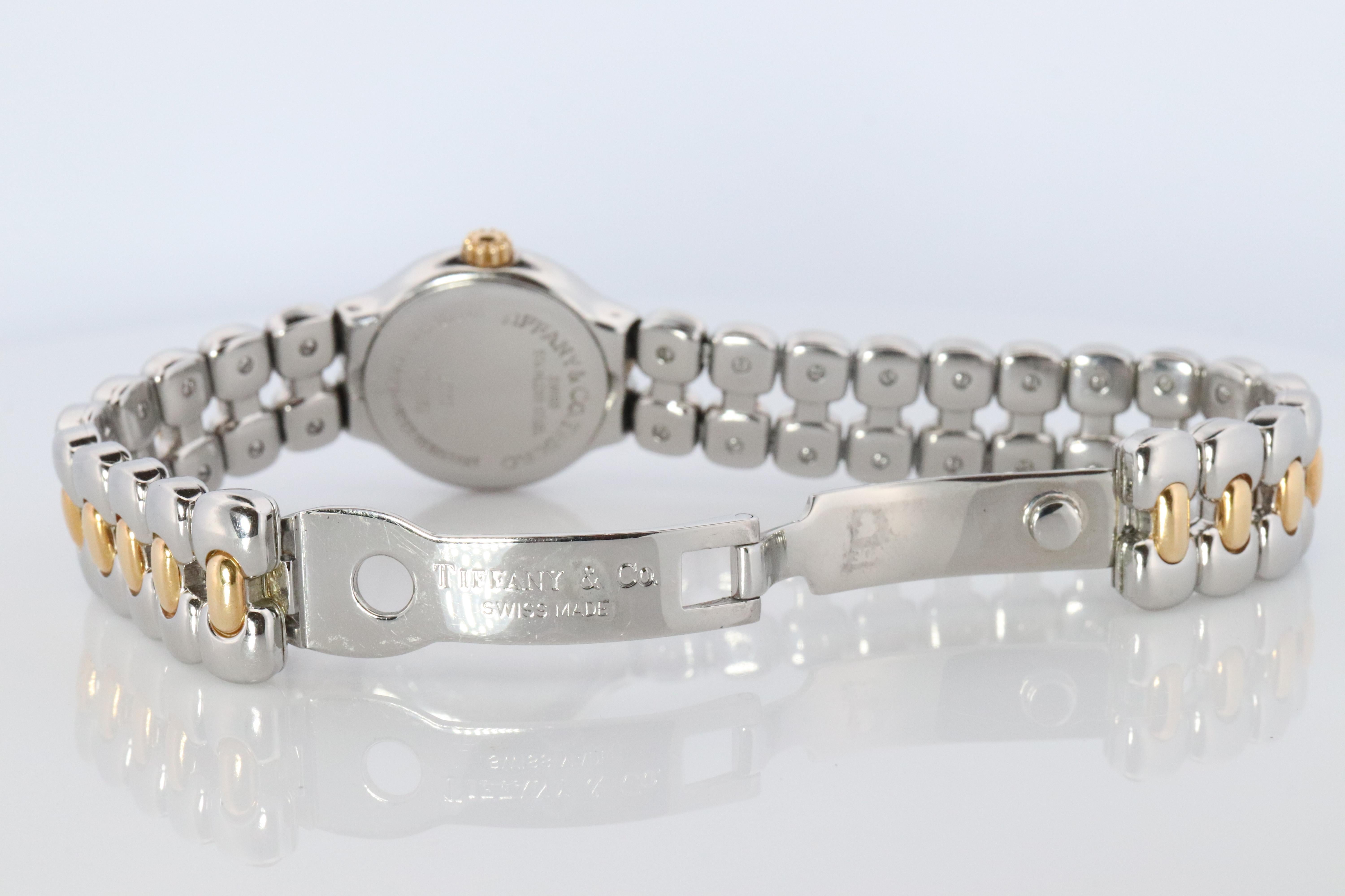 Tiffany and Co Watch. 18k Tiffany Tesoro Stainless Steel Ladies 25mm Wristwatch in vendita 3