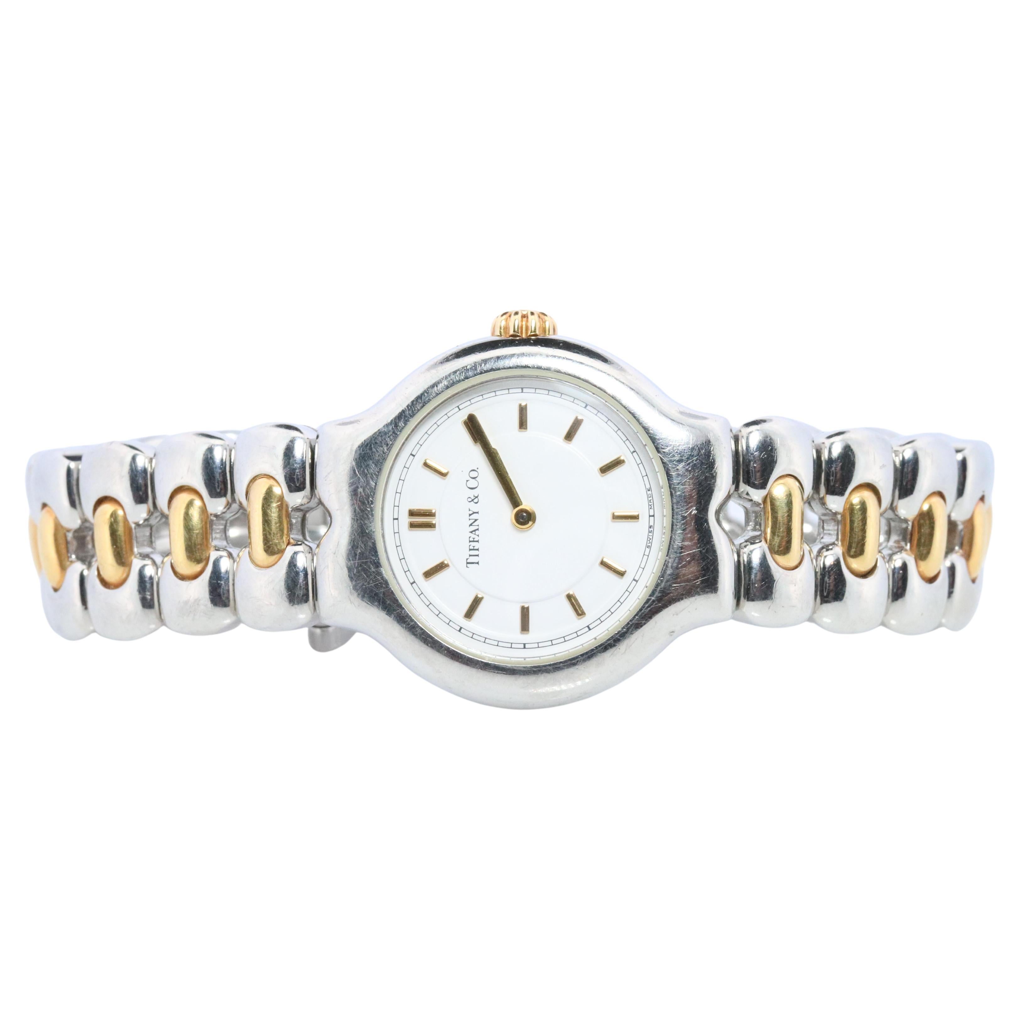 Tiffany and Co Watch. 18k Tiffany Tesoro Stainless Steel Ladies 25mm Wristwatch
