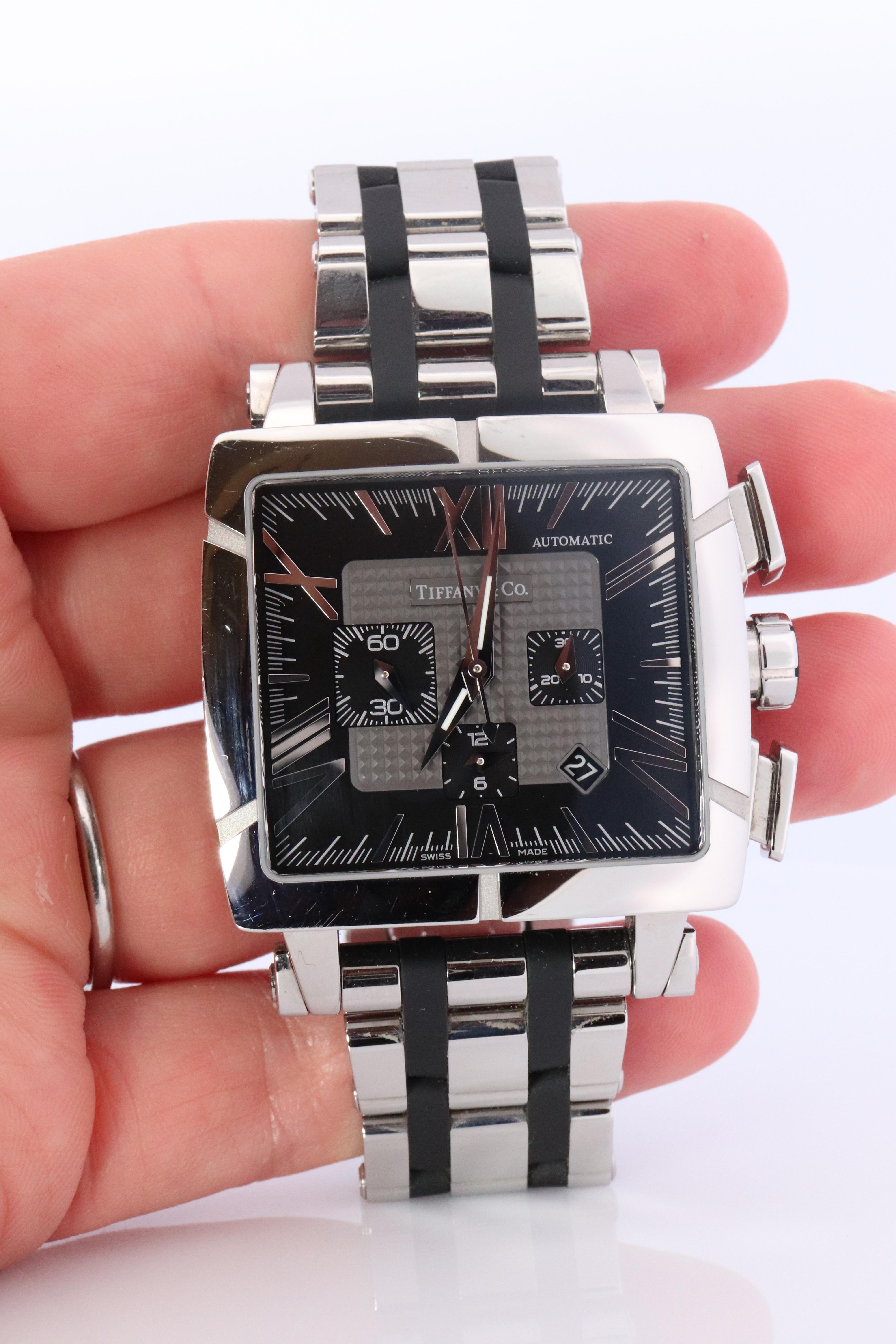 Tiffany and Co Watch. Automatic Tiffany Atlas T0803 Chronograph Mens Watch. For Sale 6