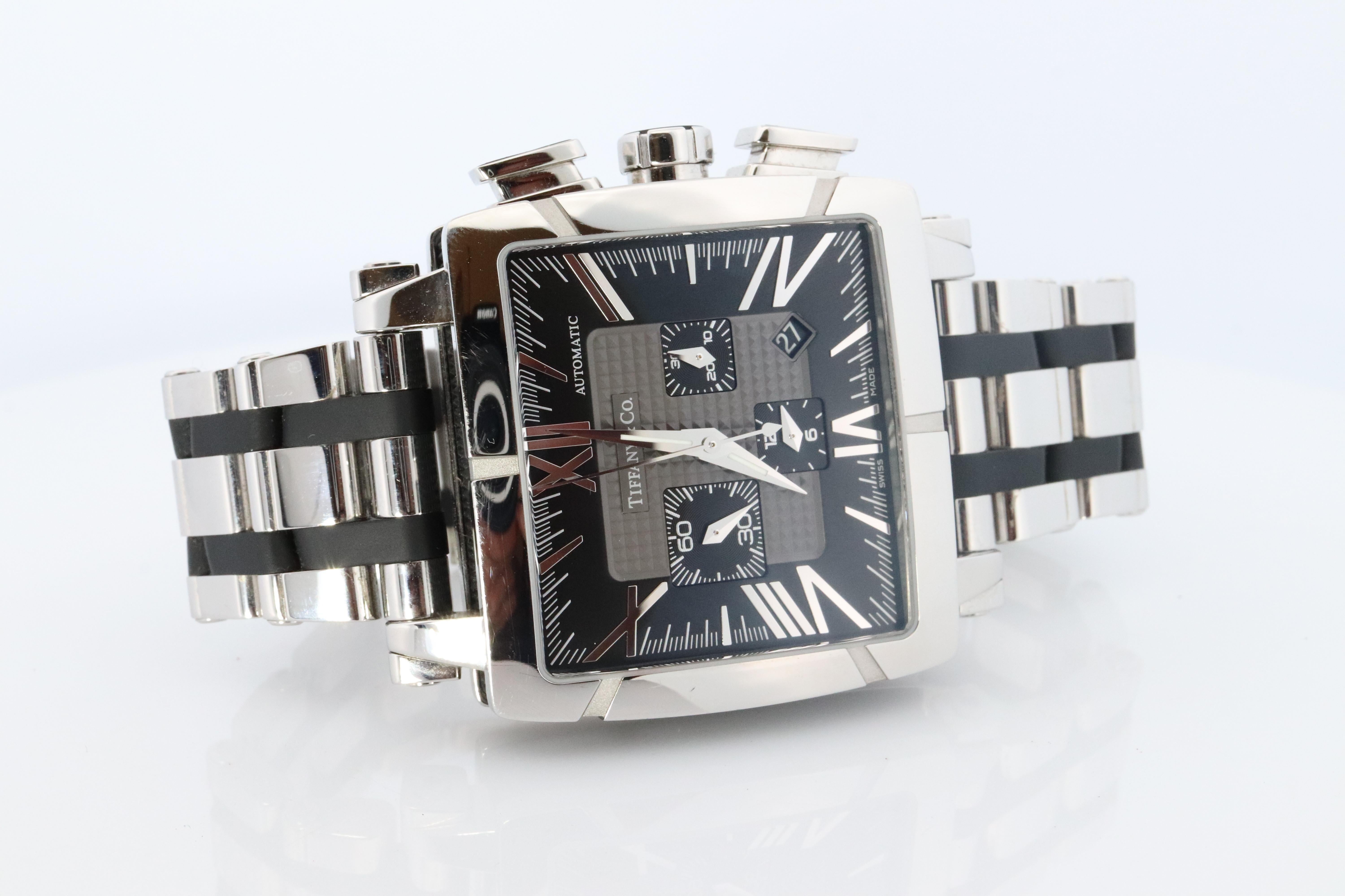 Modern Tiffany and Co Watch. Automatic Tiffany Atlas T0803 Chronograph Mens Watch. For Sale