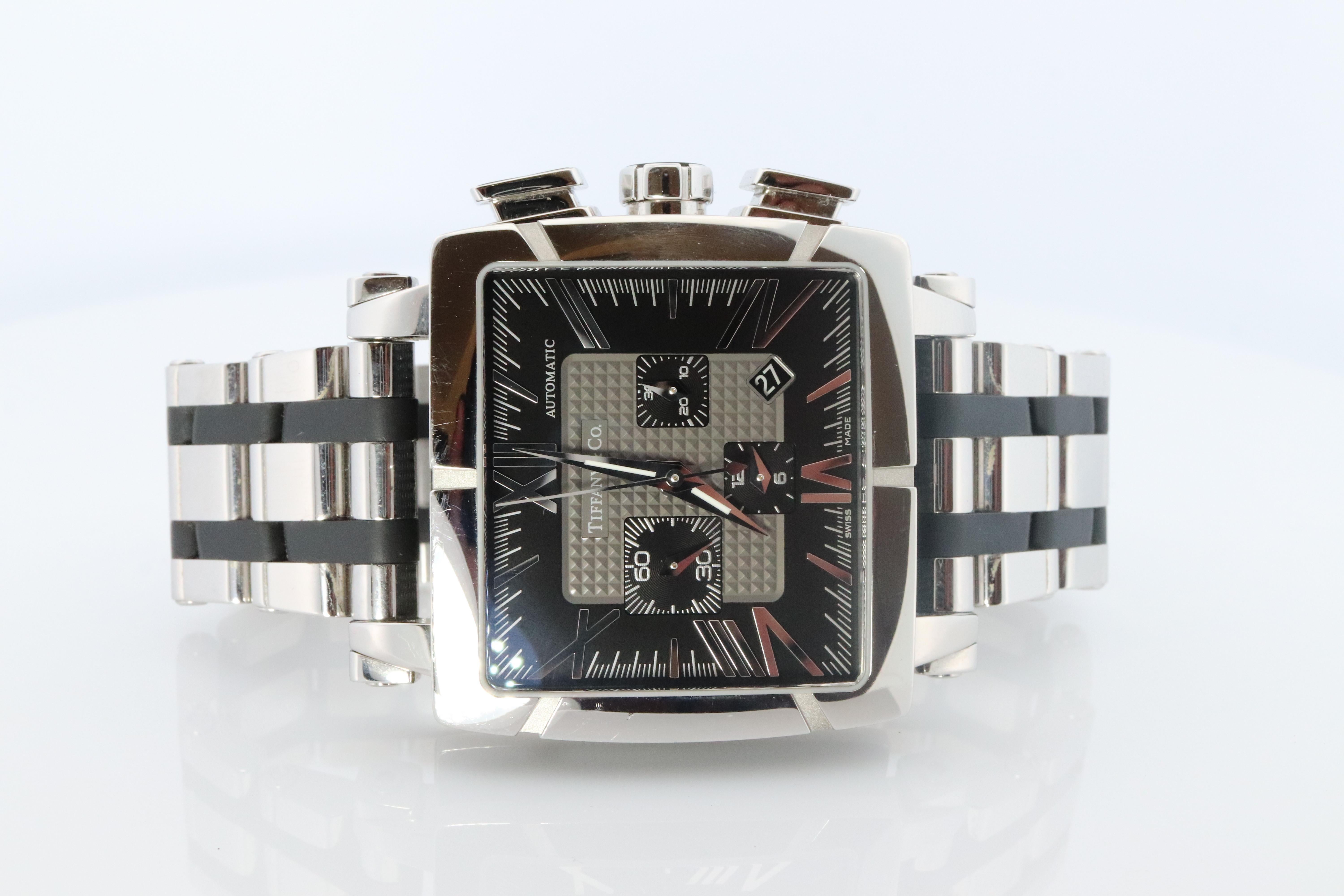 Tiffany and Co Watch. Automatic Tiffany Atlas T0803 Chronograph Mens Watch. In Good Condition For Sale In Port Charlotte, FL