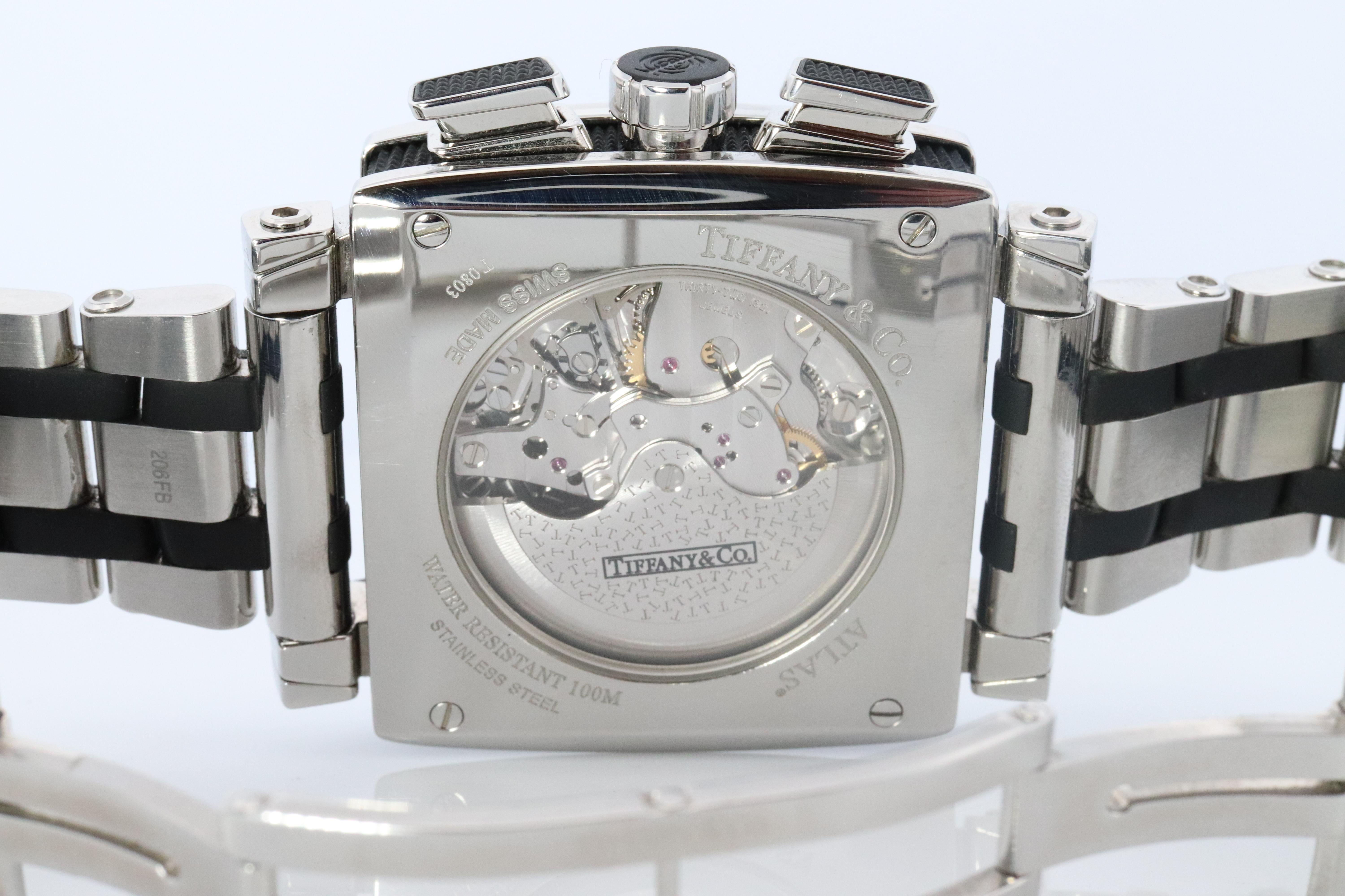 Tiffany and Co Watch. Automatic Tiffany Atlas T0803 Chronograph Mens Watch. For Sale 4