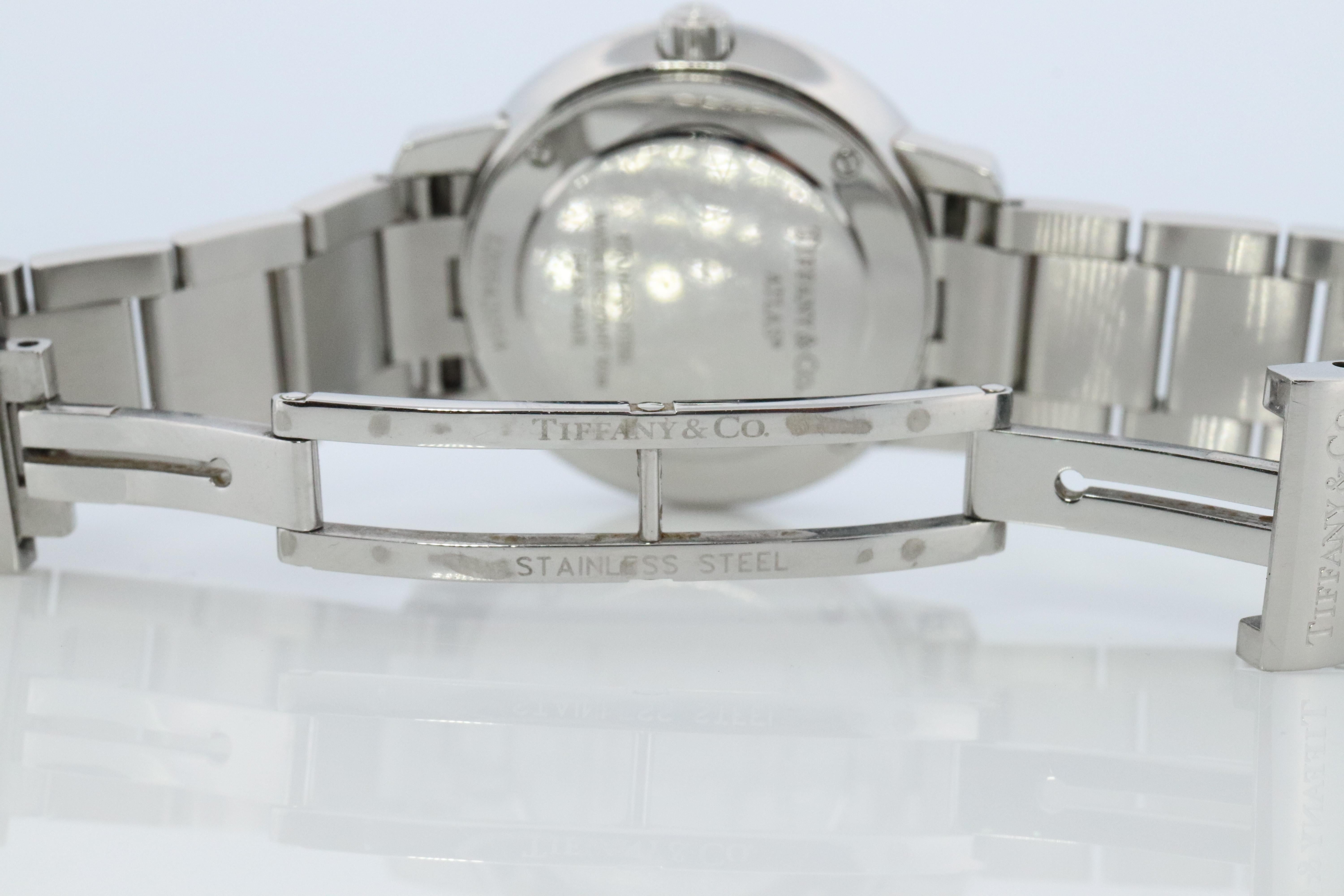 Tiffany and Co Watch. Tiffany Atlas Diamond Bezel 31mm PINK Dial Ladies Watch. For Sale 2