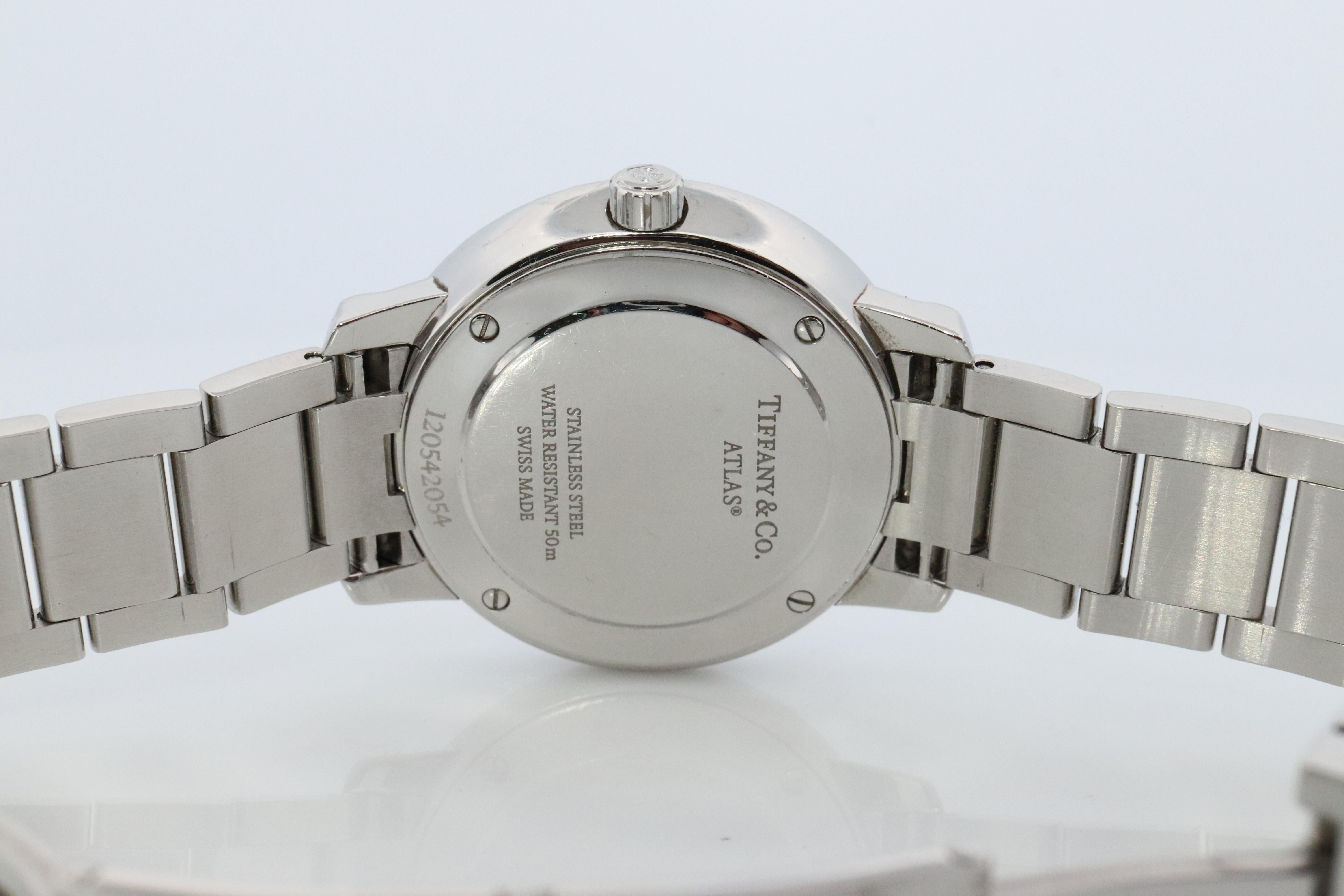 Tiffany and Co Watch. Tiffany Atlas Diamond Bezel 31mm PINK Dial Ladies Watch. For Sale 3