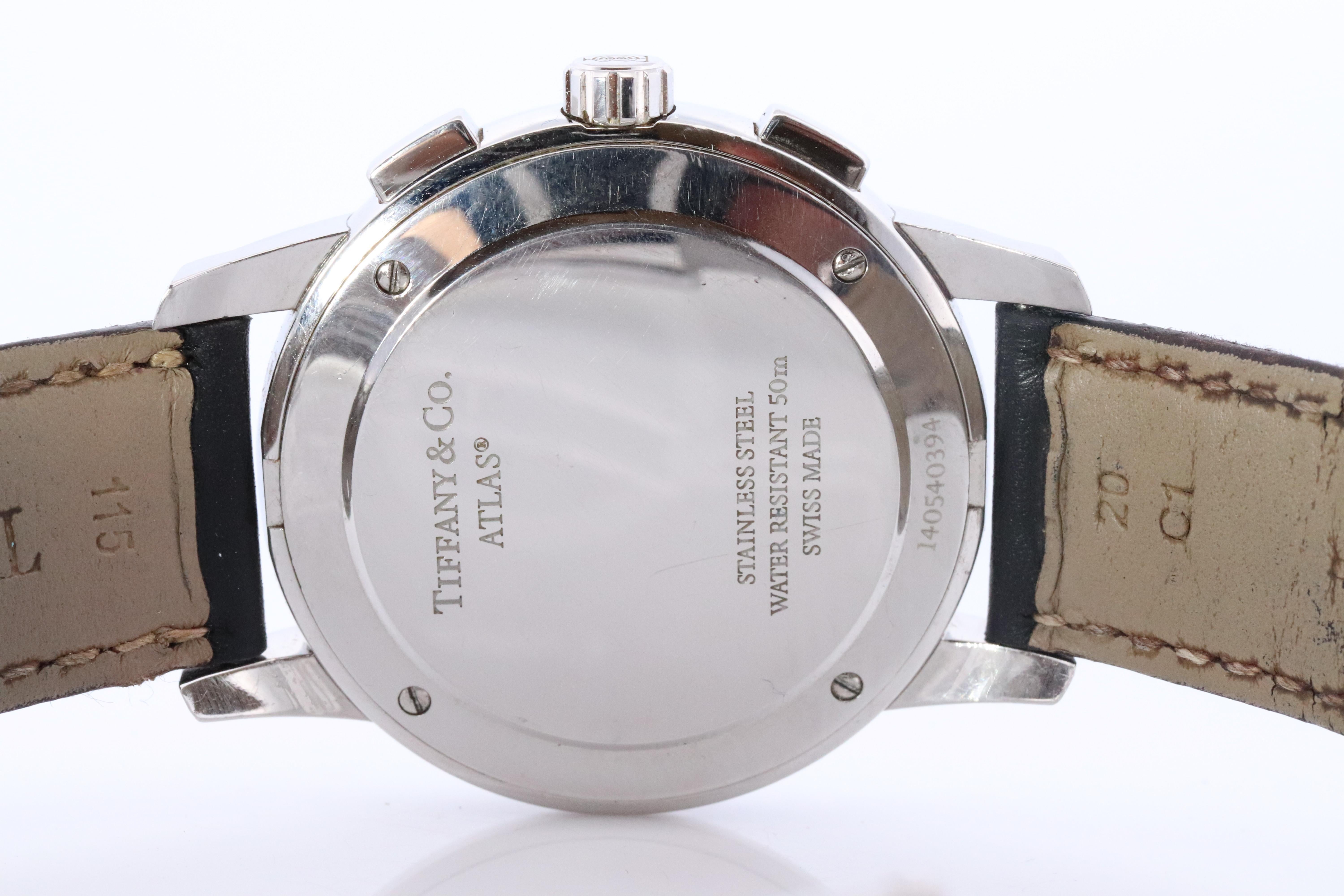 Tiffany and Co Watch. Tiffany Atlas Dome Chronograph 42mm Mens Watch. For Sale 1