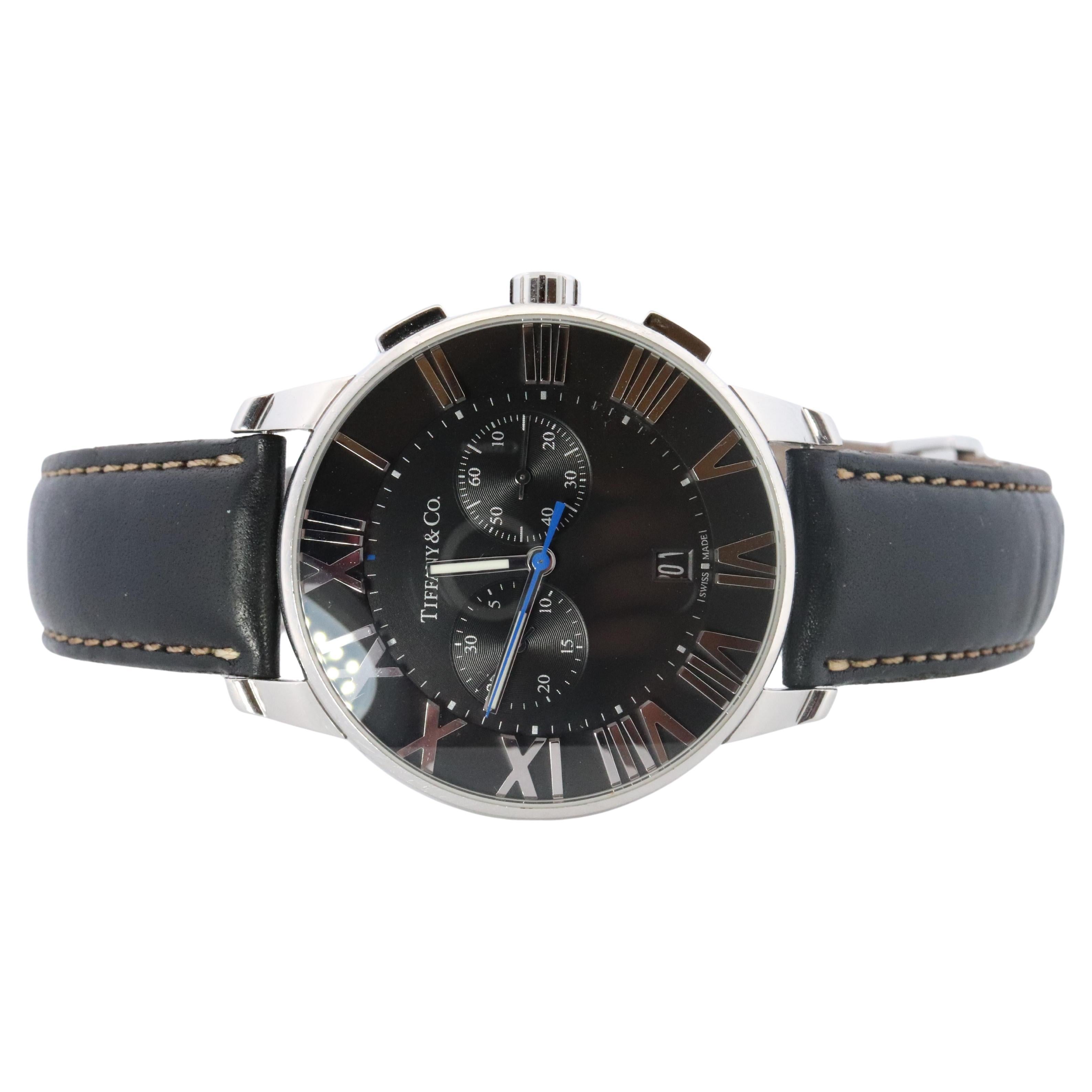 Tiffany and Co Watch. Tiffany Atlas Dome Chronograph 42mm Mens Watch. For Sale