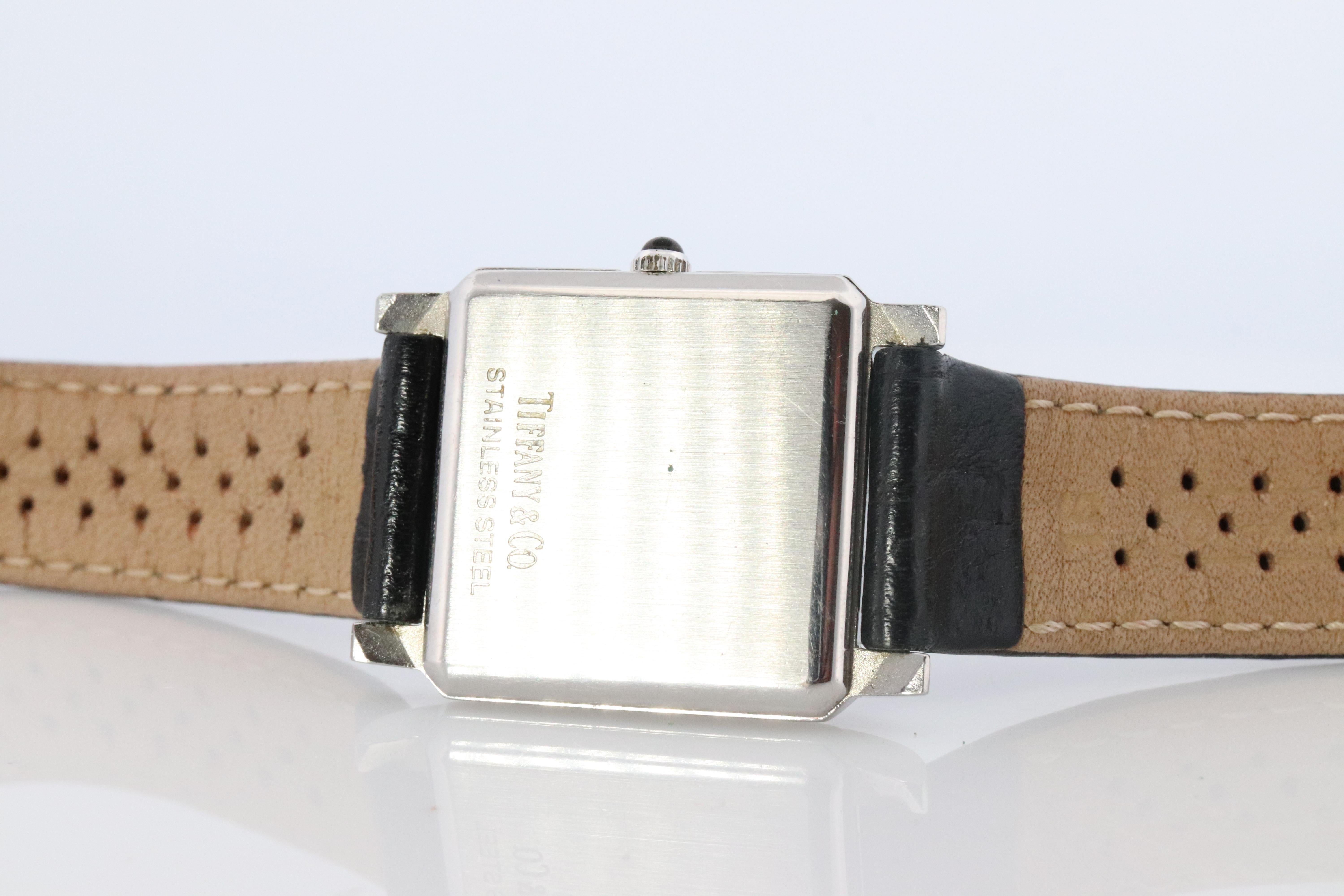 Women's or Men's Tiffany and Co Watch. Tiffany Tank Quartz Watch. T&CO Square Portfolio. For Sale