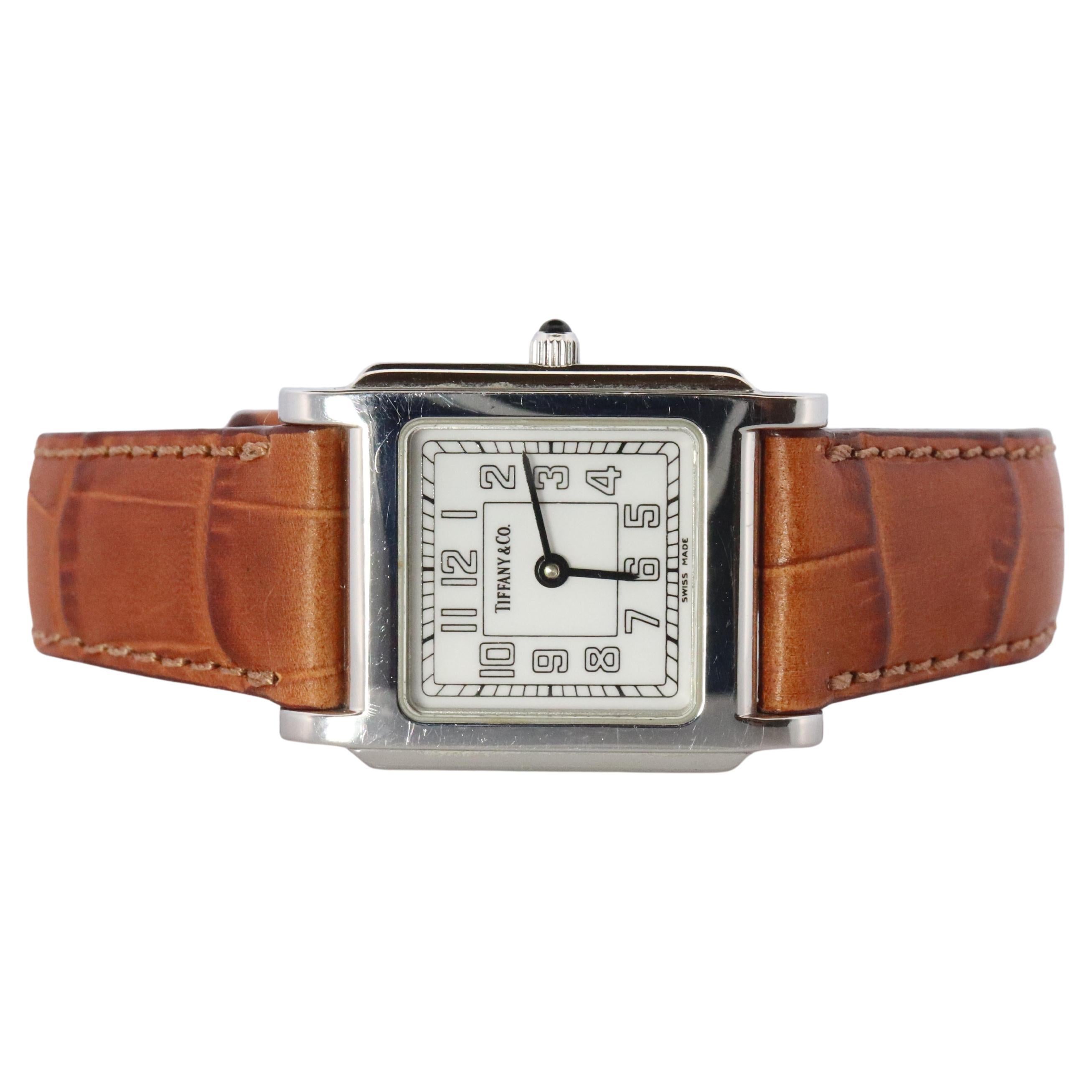 Uhr von Tiffany und Co. Tiffany Tank-Quarz-Uhr. T&CO Square Portfolio. im Angebot