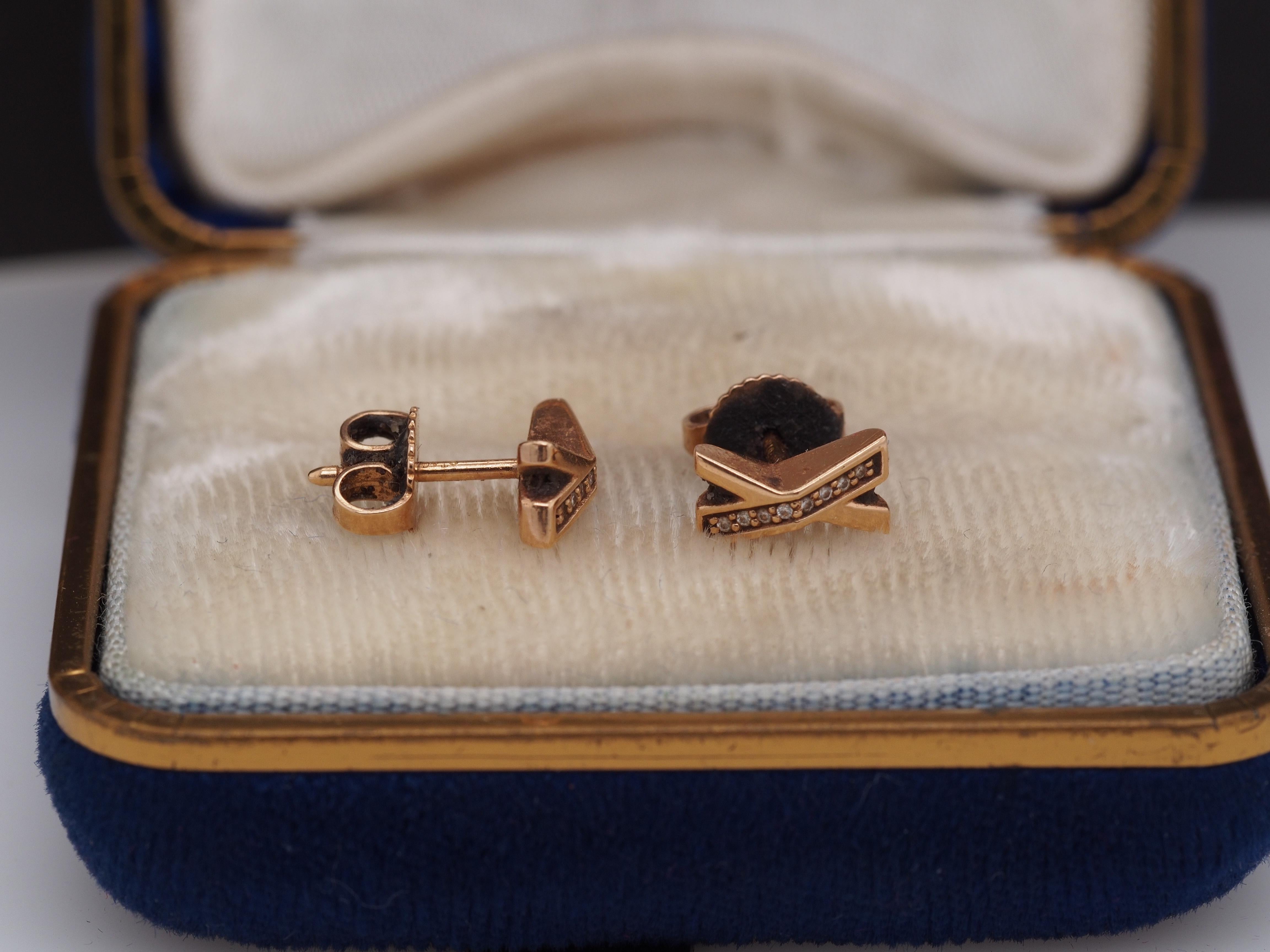 Contemporary Tiffany and Co. X Diamond Atlas 14K Rose Gold Earrings For Sale