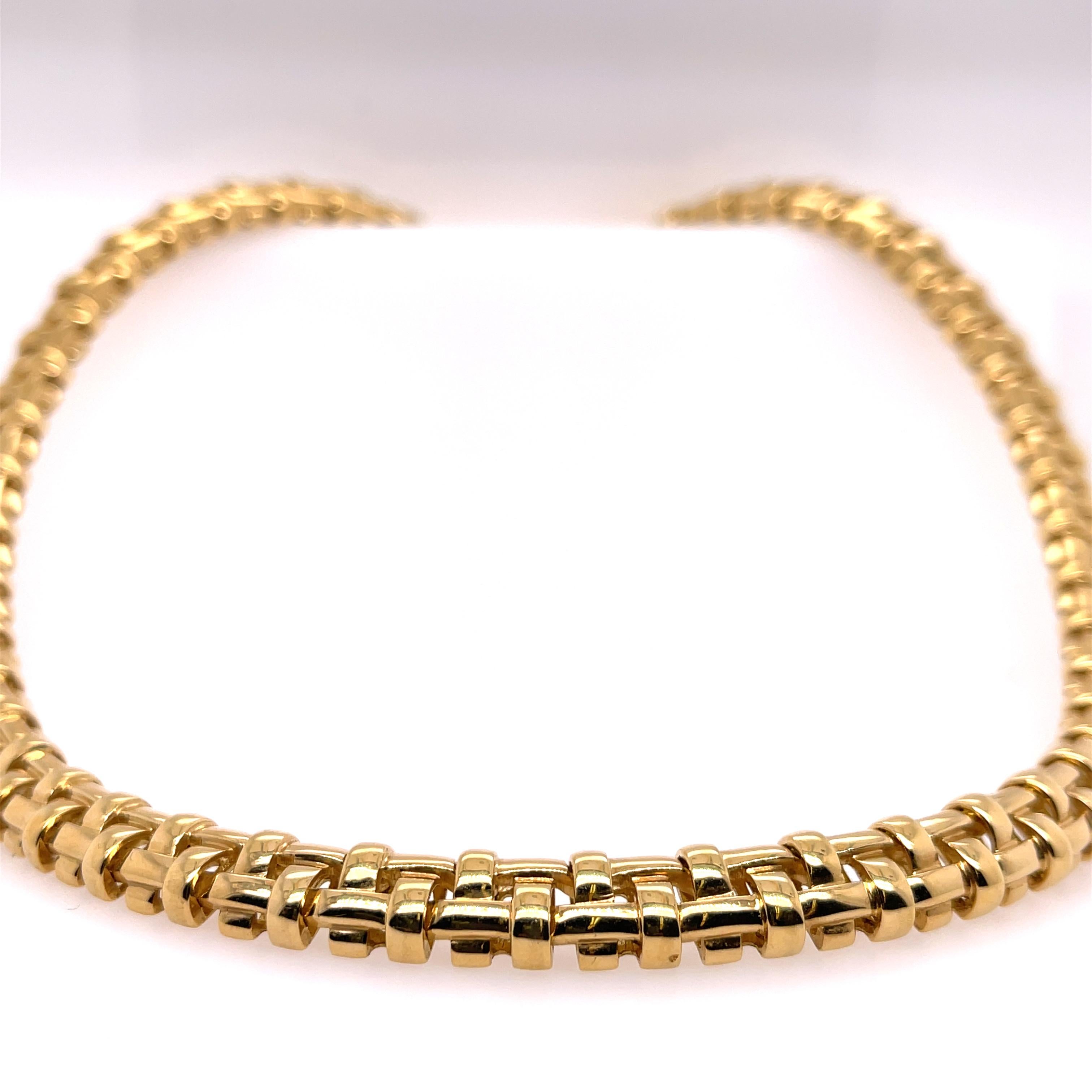 Modern Tiffany & Co. Yellow Gold Basket Weave Necklace