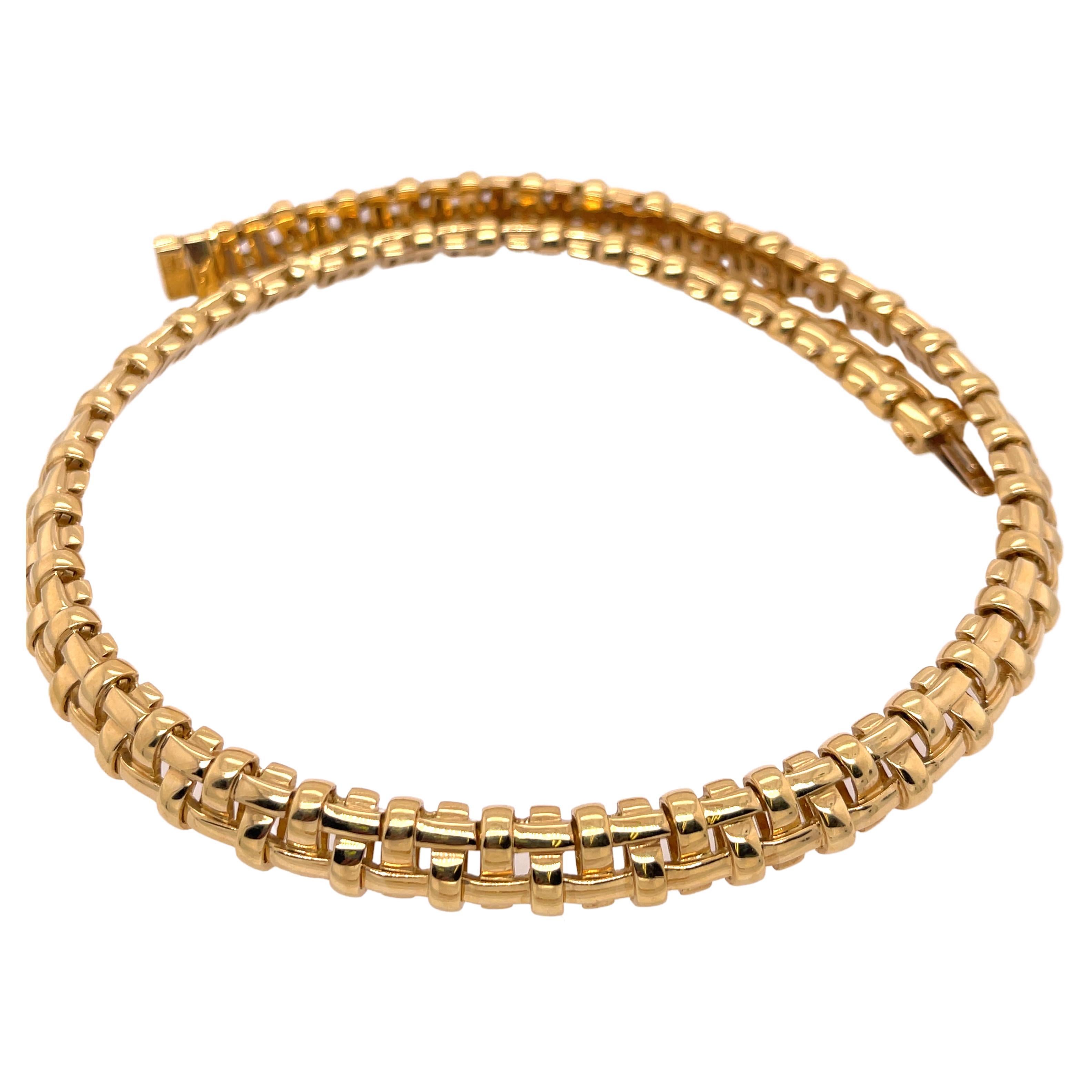 Tiffany & Co. Yellow Gold Basket Weave Necklace