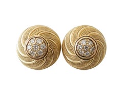 Tiffany and Co Yellow Gold Diamond Omega Clip Earrings