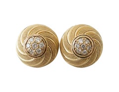 Tiffany and Co Yellow Gold Diamond Omega Clip Earrings