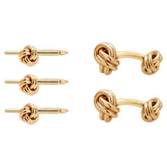 Tiffany and Co. Yellow Gold Double Knot Cufflinks and Three Shirt Studs
