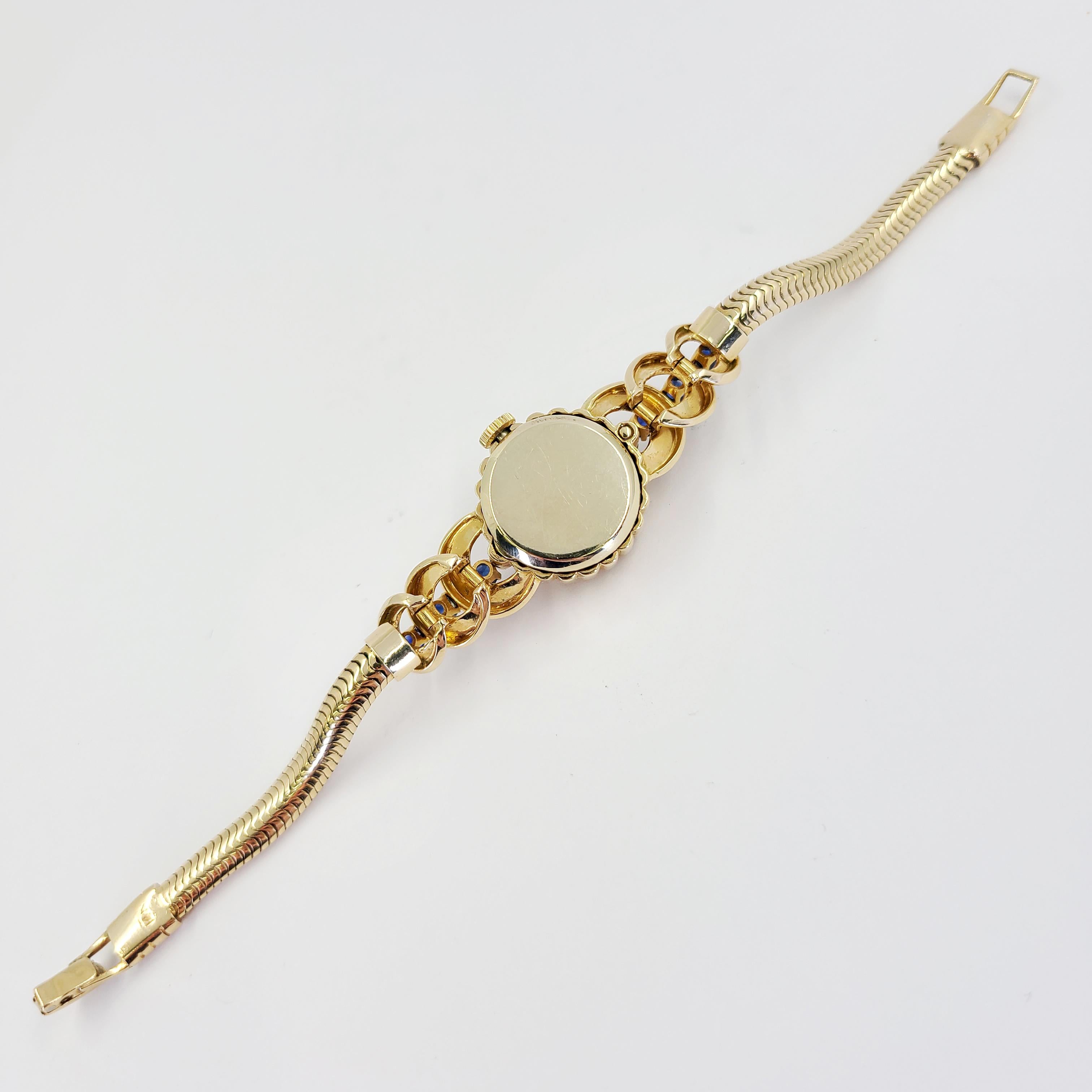 Round Cut Tiffany and Co Yellow Gold Hidden Watch with Sapphires and Diamonds