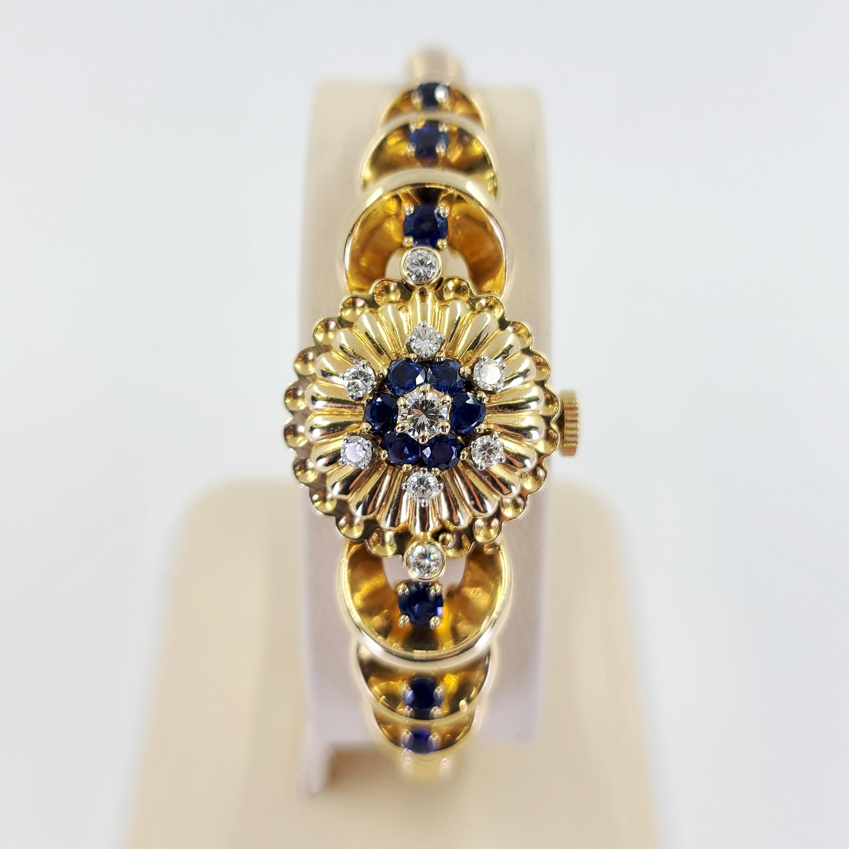 Tiffany and Co Yellow Gold Hidden Watch with Sapphires and Diamonds 1