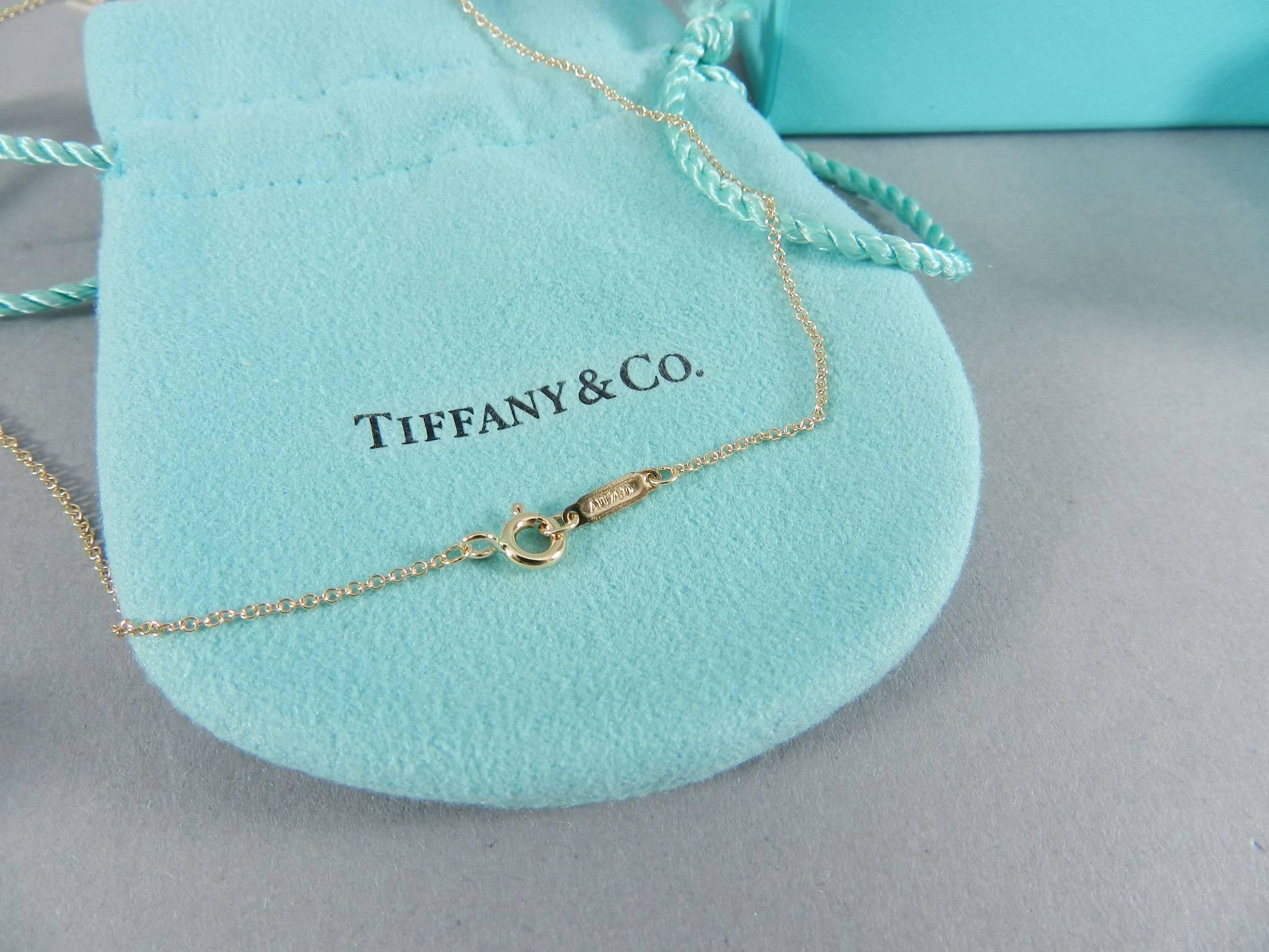 Tiffany & Co. Yellow Gold Mini Tag Charm Diamond Pendant Necklace 1