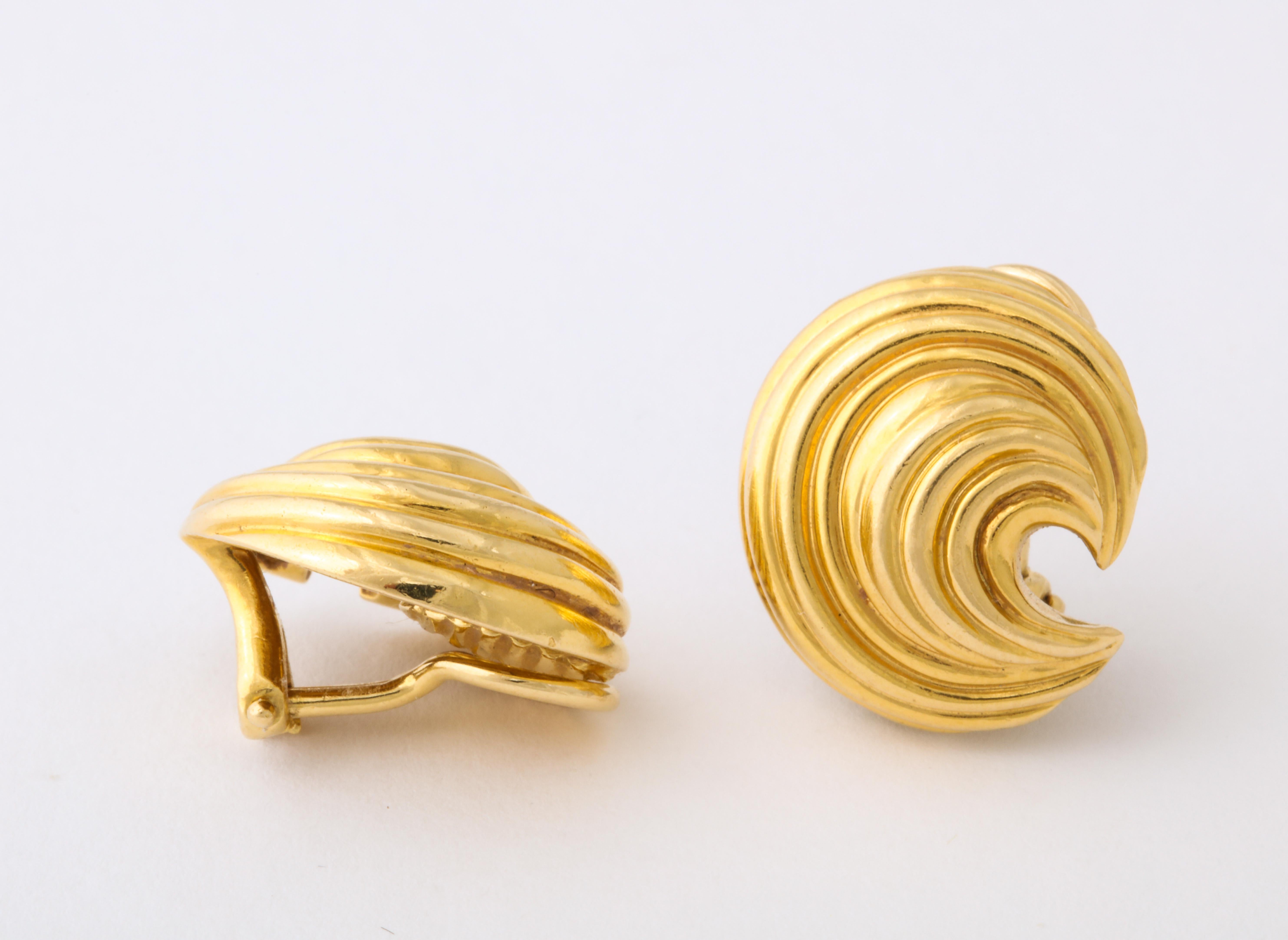 Tiffany & Co. Yellow Gold Wave Earclips 1