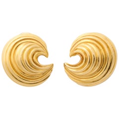 Tiffany & Co. Yellow Gold Wave Earclips