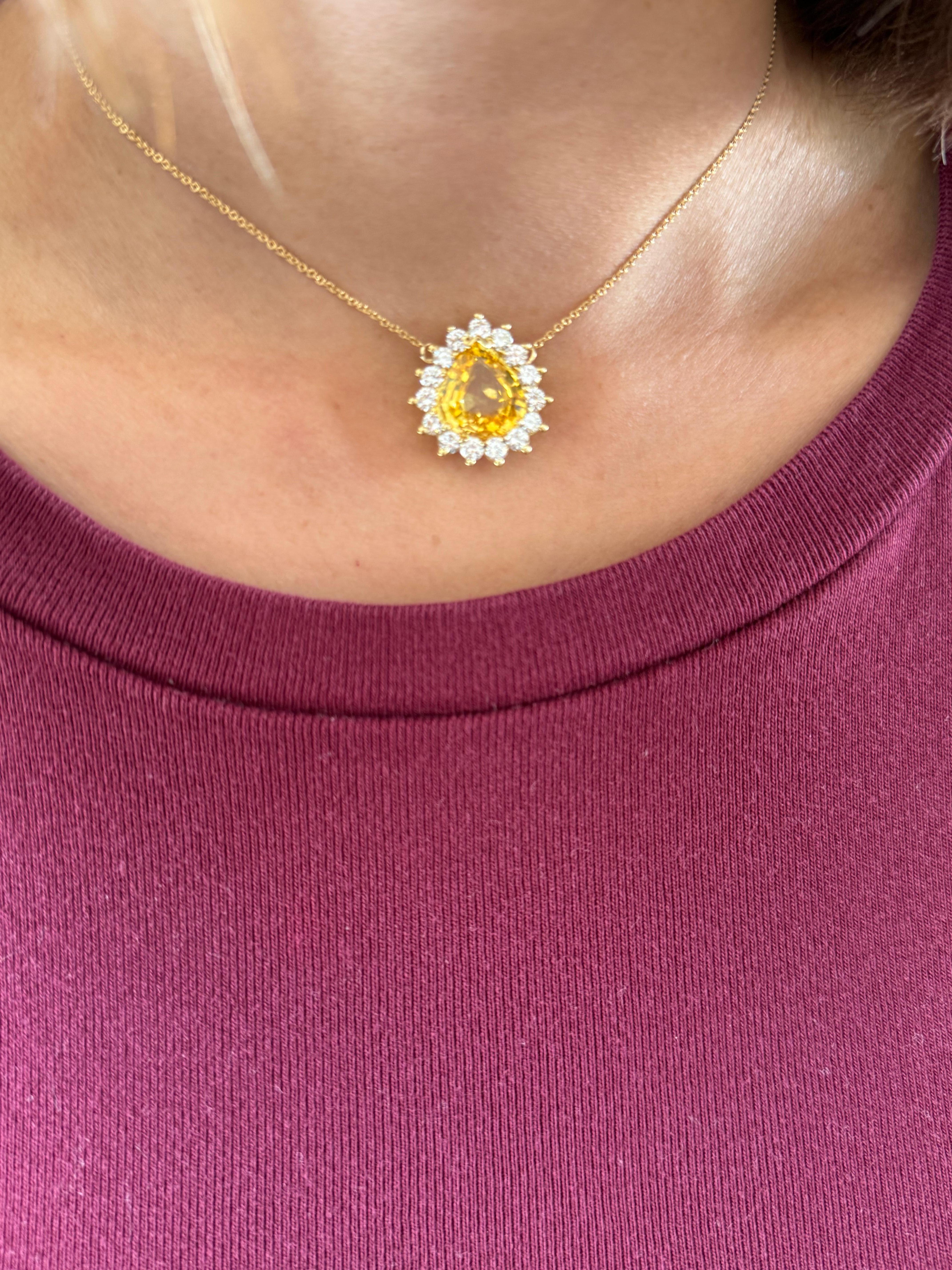 Tiffany & Co. Gelbe Saphir- und Diamant-Anhänger-Halskette im Angebot 5