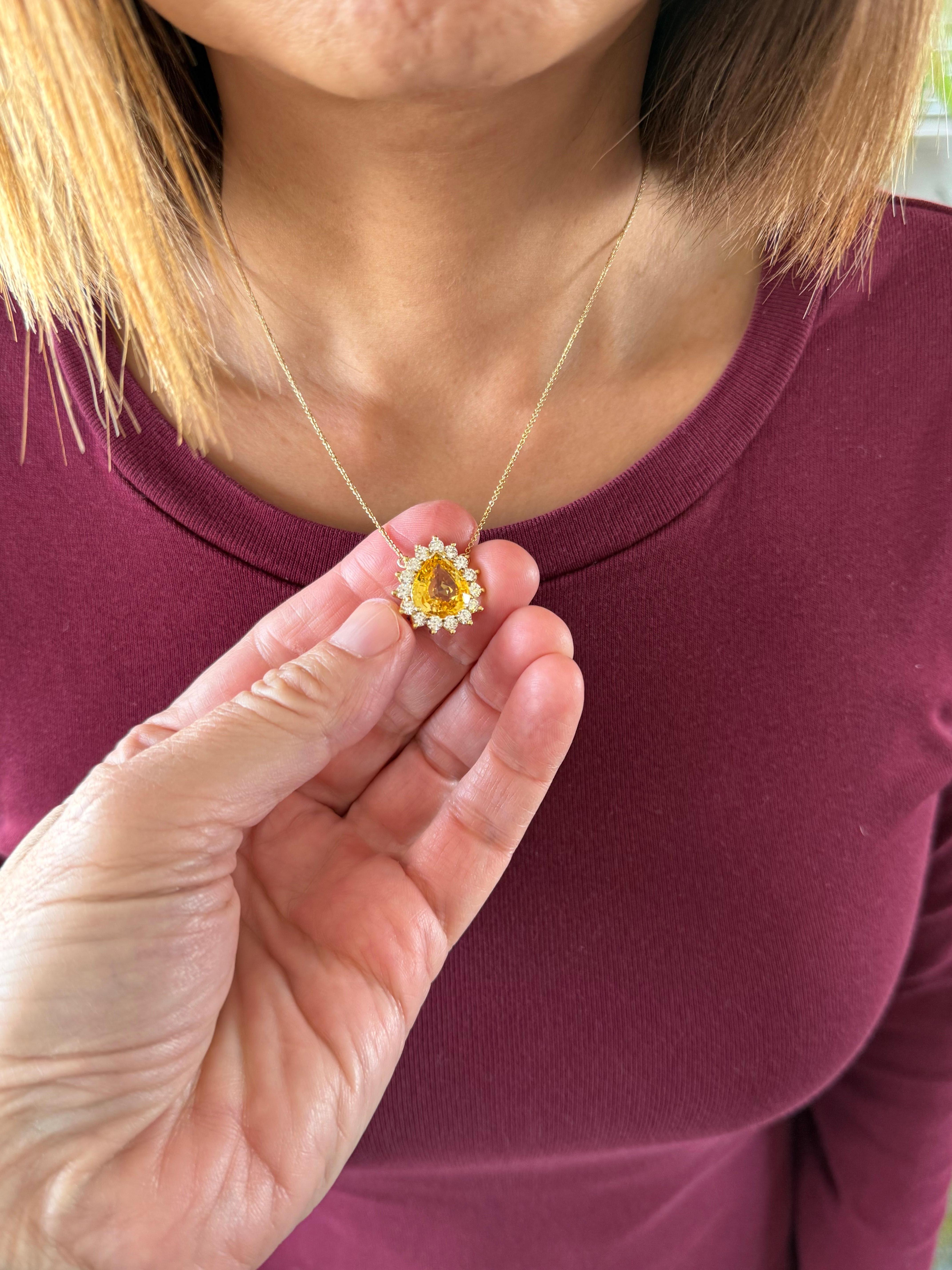 Tiffany & Co. Gelbe Saphir- und Diamant-Anhänger-Halskette im Angebot 6