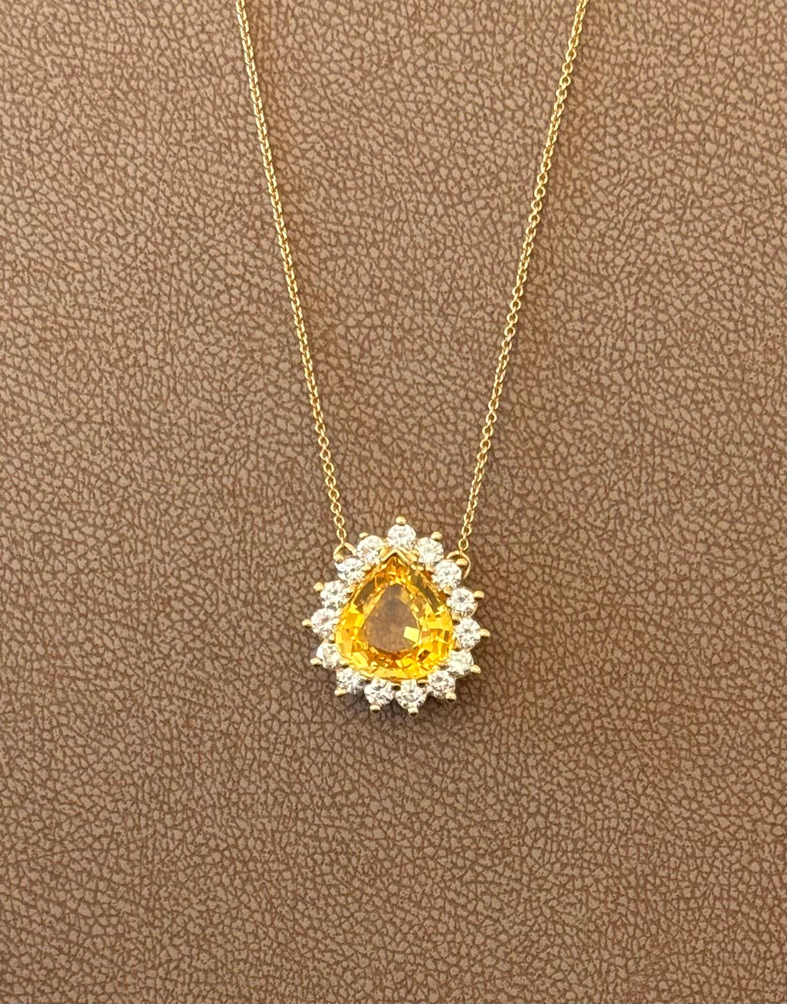 Tiffany & Co. Gelbe Saphir- und Diamant-Anhänger-Halskette im Zustand „Gut“ im Angebot in Beverly Hills, CA