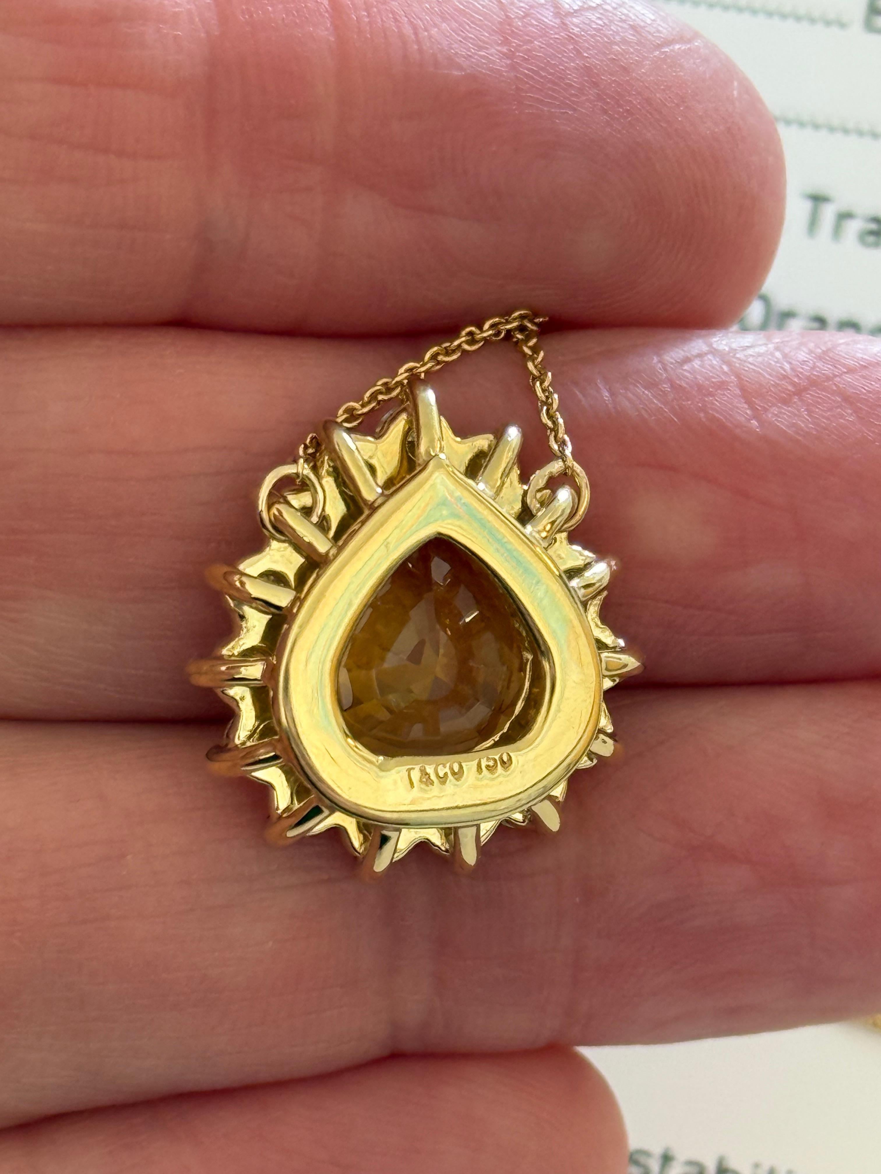 Tiffany & Co. Gelbe Saphir- und Diamant-Anhänger-Halskette im Angebot 1