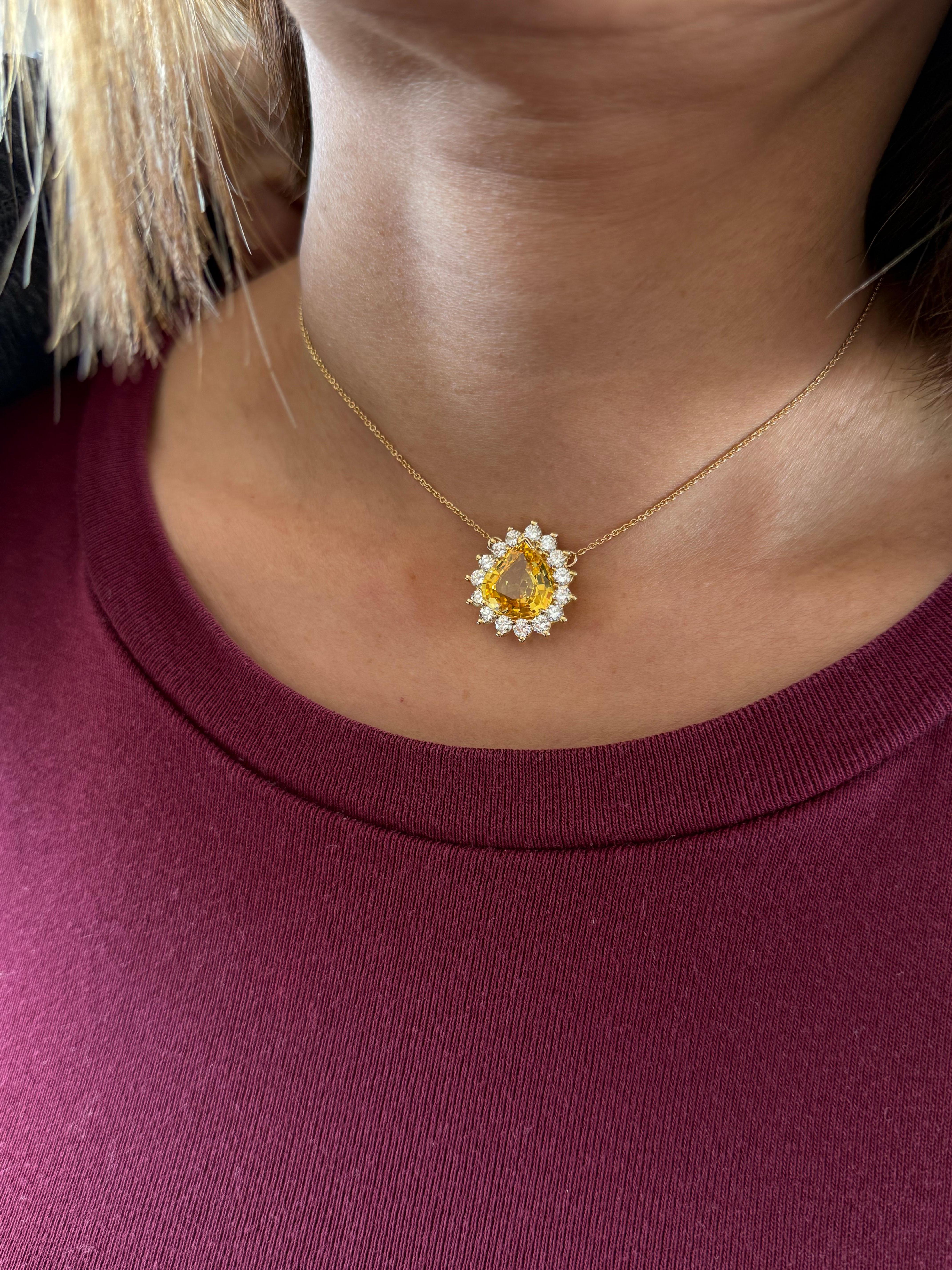 Tiffany & Co. Gelbe Saphir- und Diamant-Anhänger-Halskette im Angebot 2