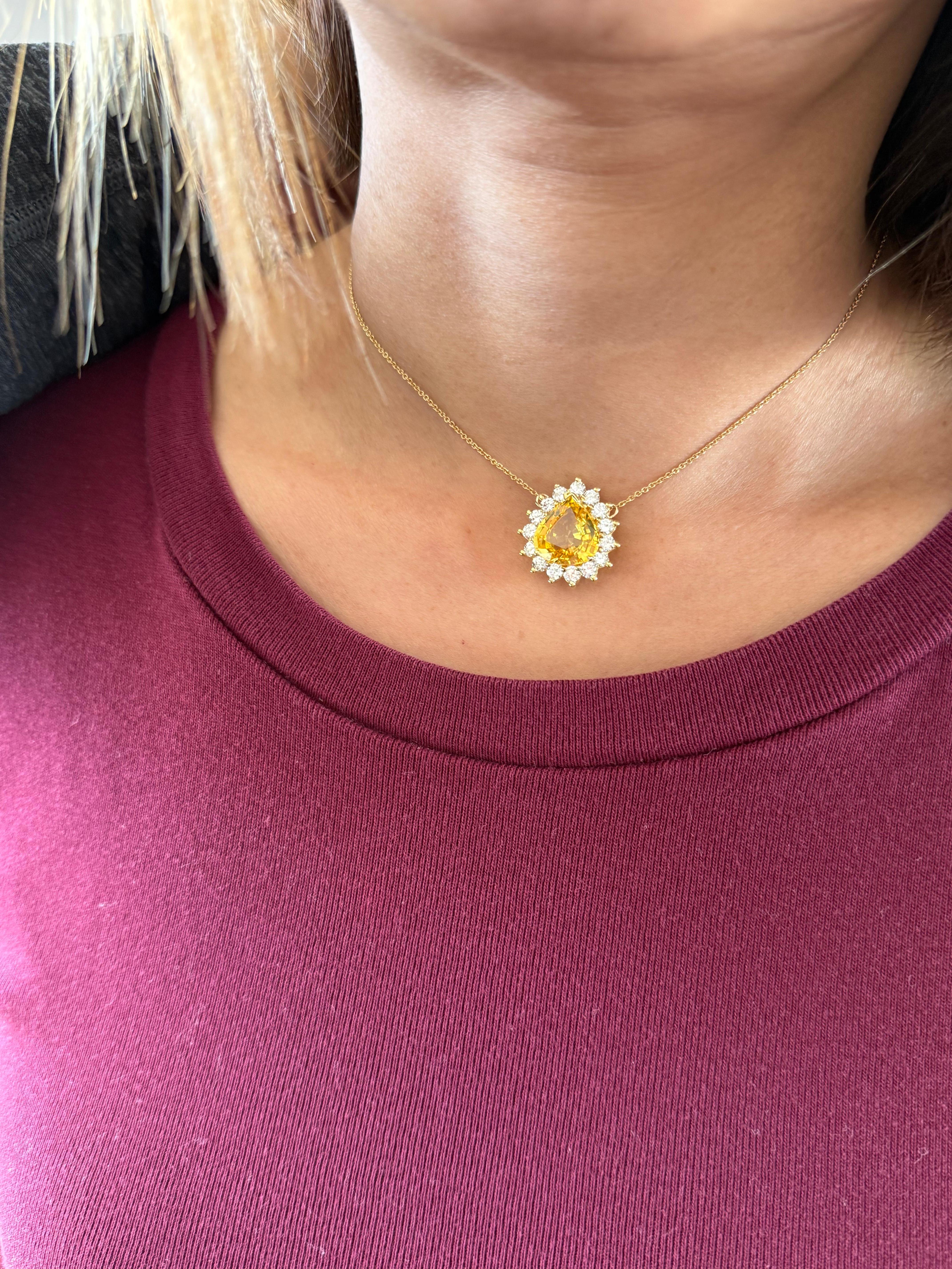 Tiffany & Co. Gelbe Saphir- und Diamant-Anhänger-Halskette im Angebot 3