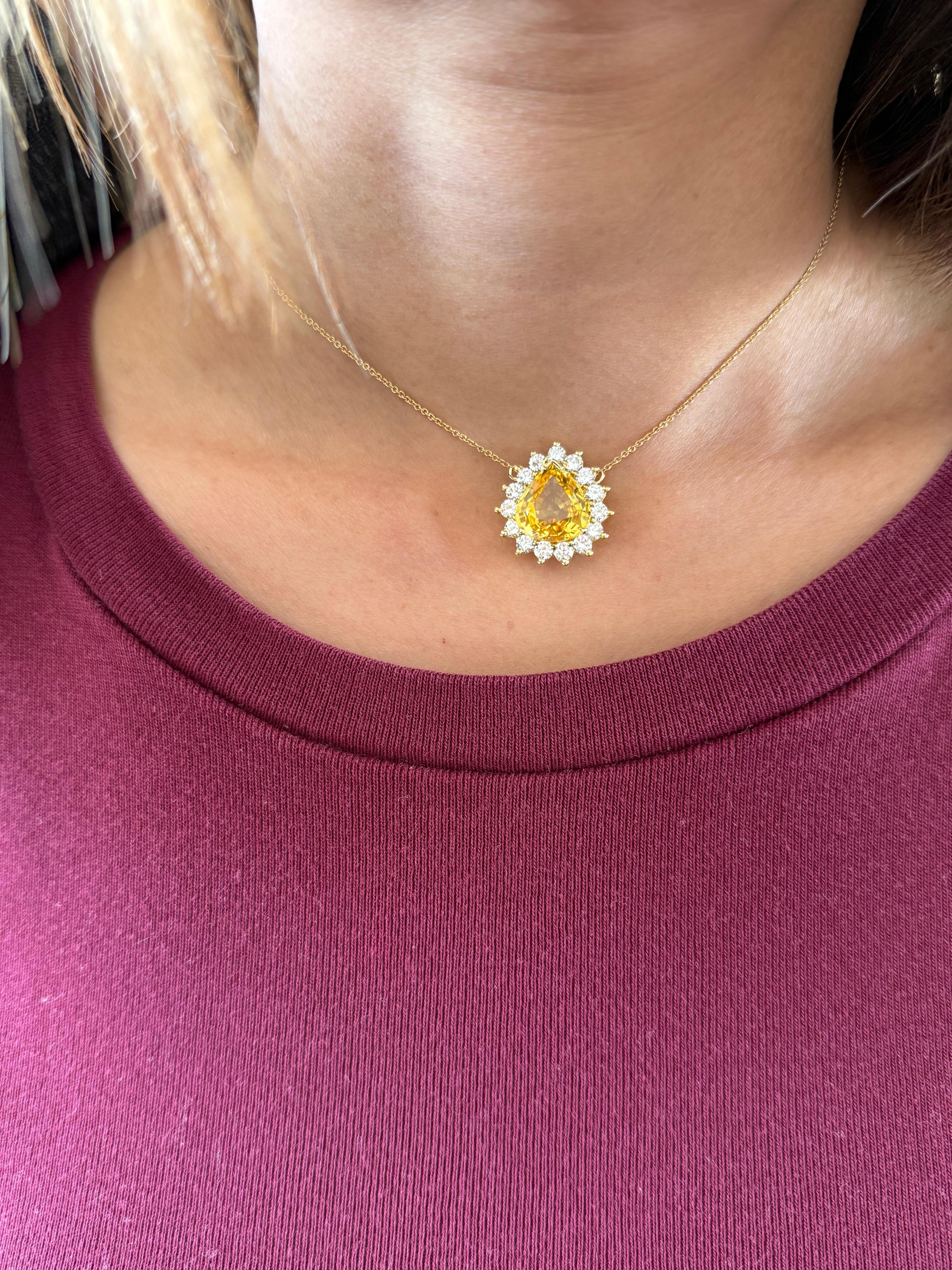 Tiffany & Co. Gelbe Saphir- und Diamant-Anhänger-Halskette im Angebot 4