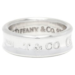 Antique Tiffany and Company 1837 Wide Band Ring, Sterling Silver, Silver