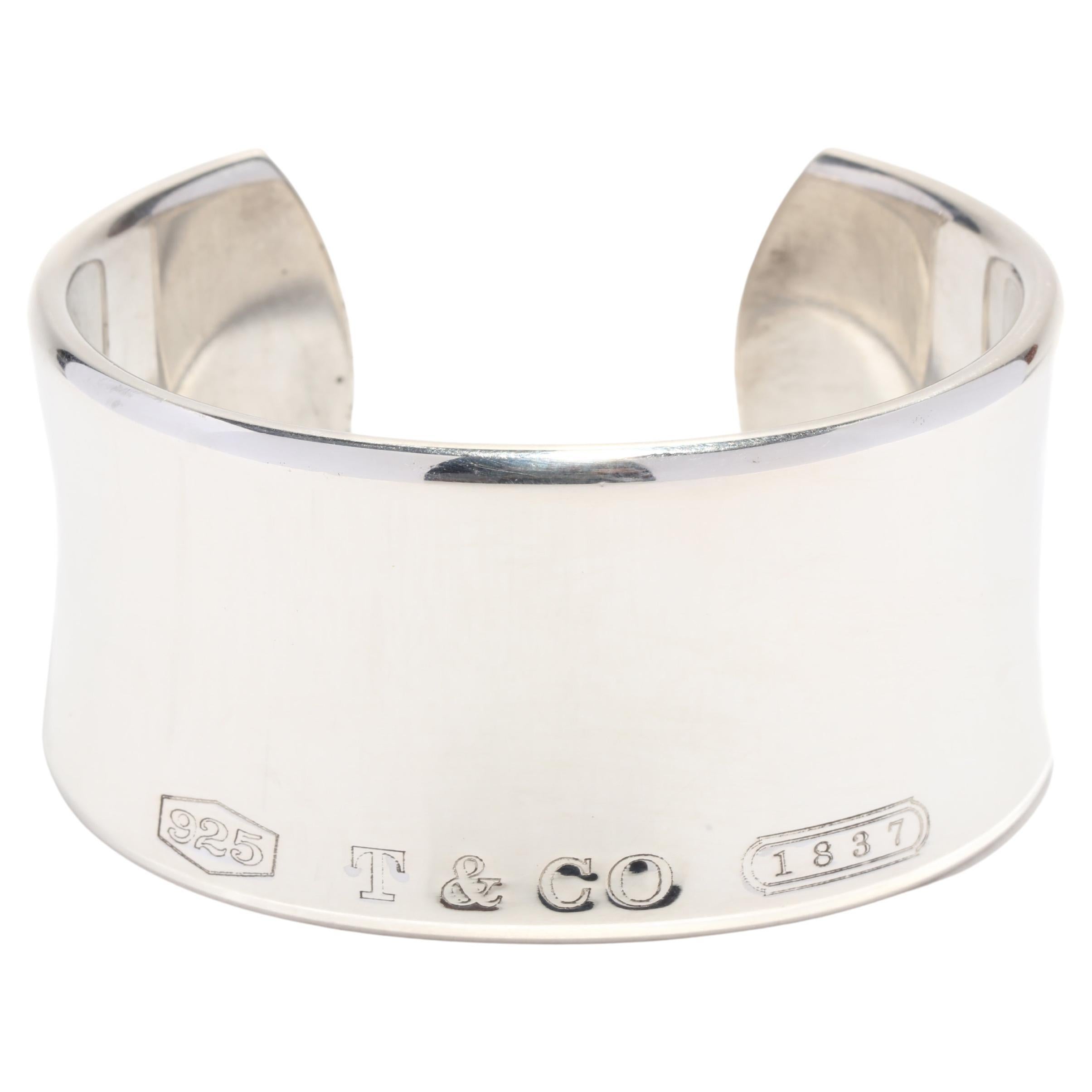 Tiffany and Co. 1837 Wide Cuff Bracelet, Sterling Silver For Sale at 1stDibs