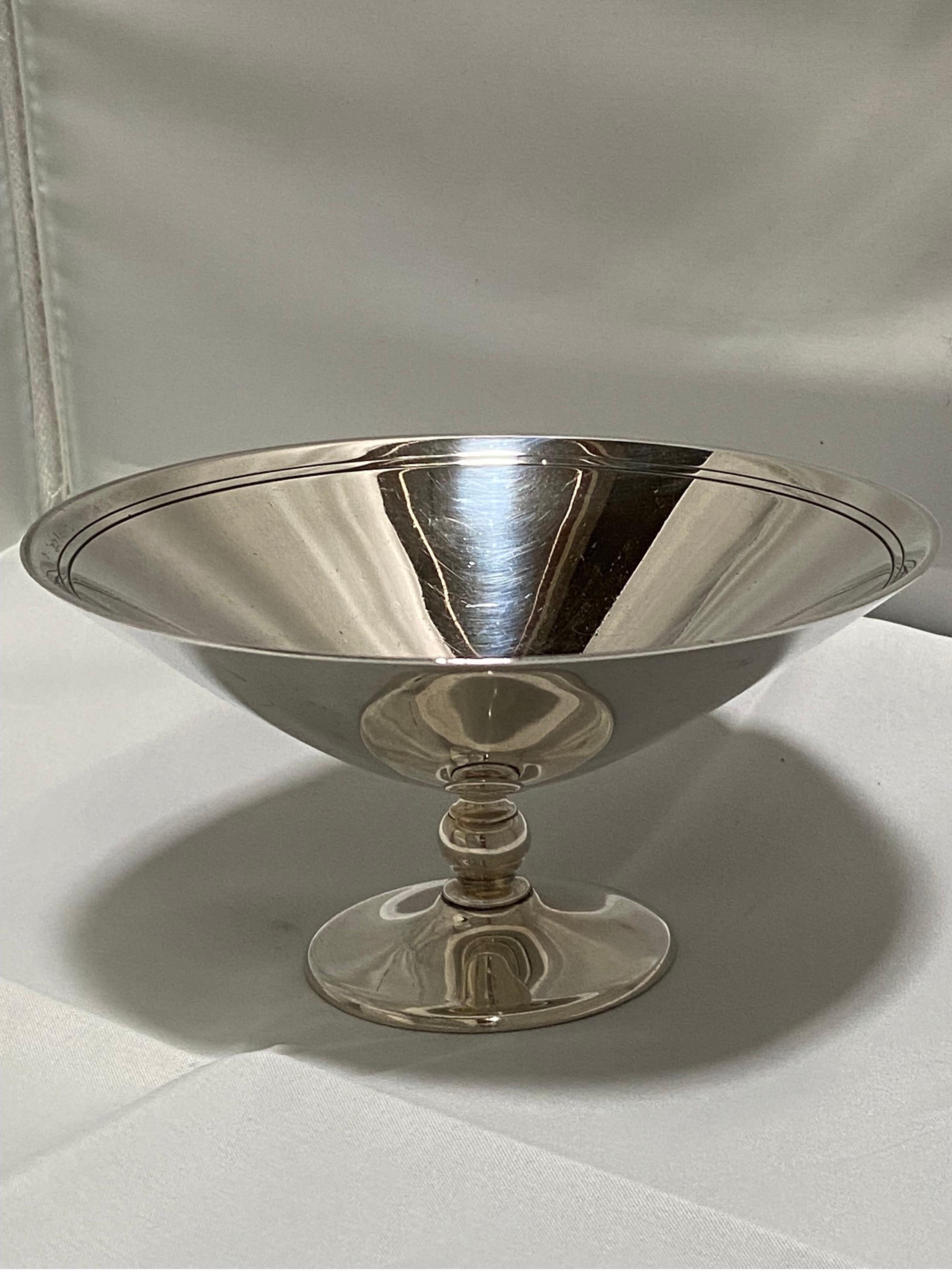 Mid-Century Modern Tiffany and Company 1940's Sterling Silver Footed Bowl or Compote Dish For Sale