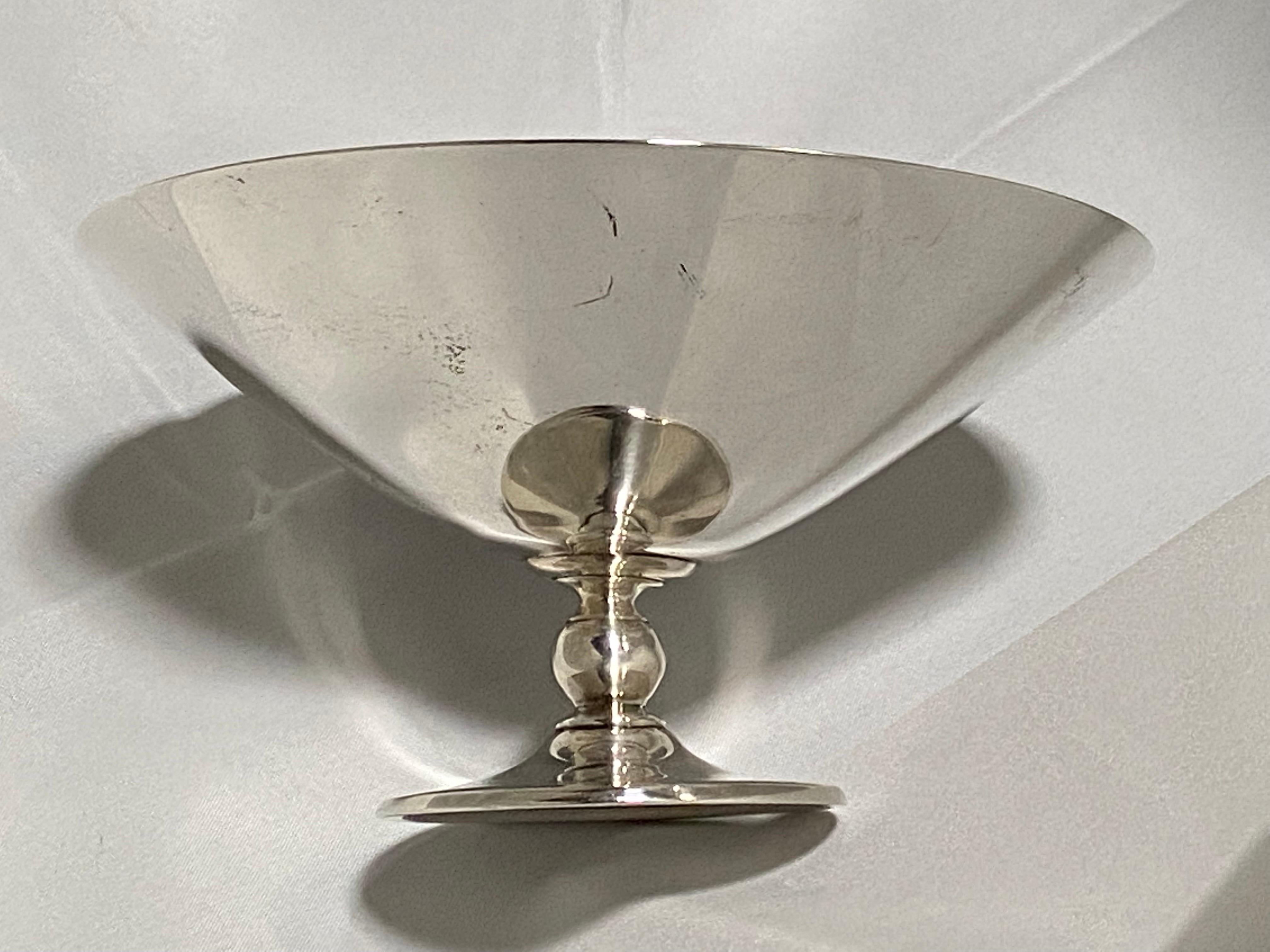 American Tiffany and Company 1940's Sterling Silver Footed Bowl or Compote Dish For Sale