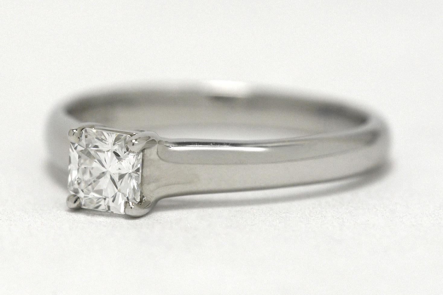 Asscher Cut Tiffany & Co. Asscher Diamond Lucida Solitaire Engagement Ring 0.39 Carat F VVS1