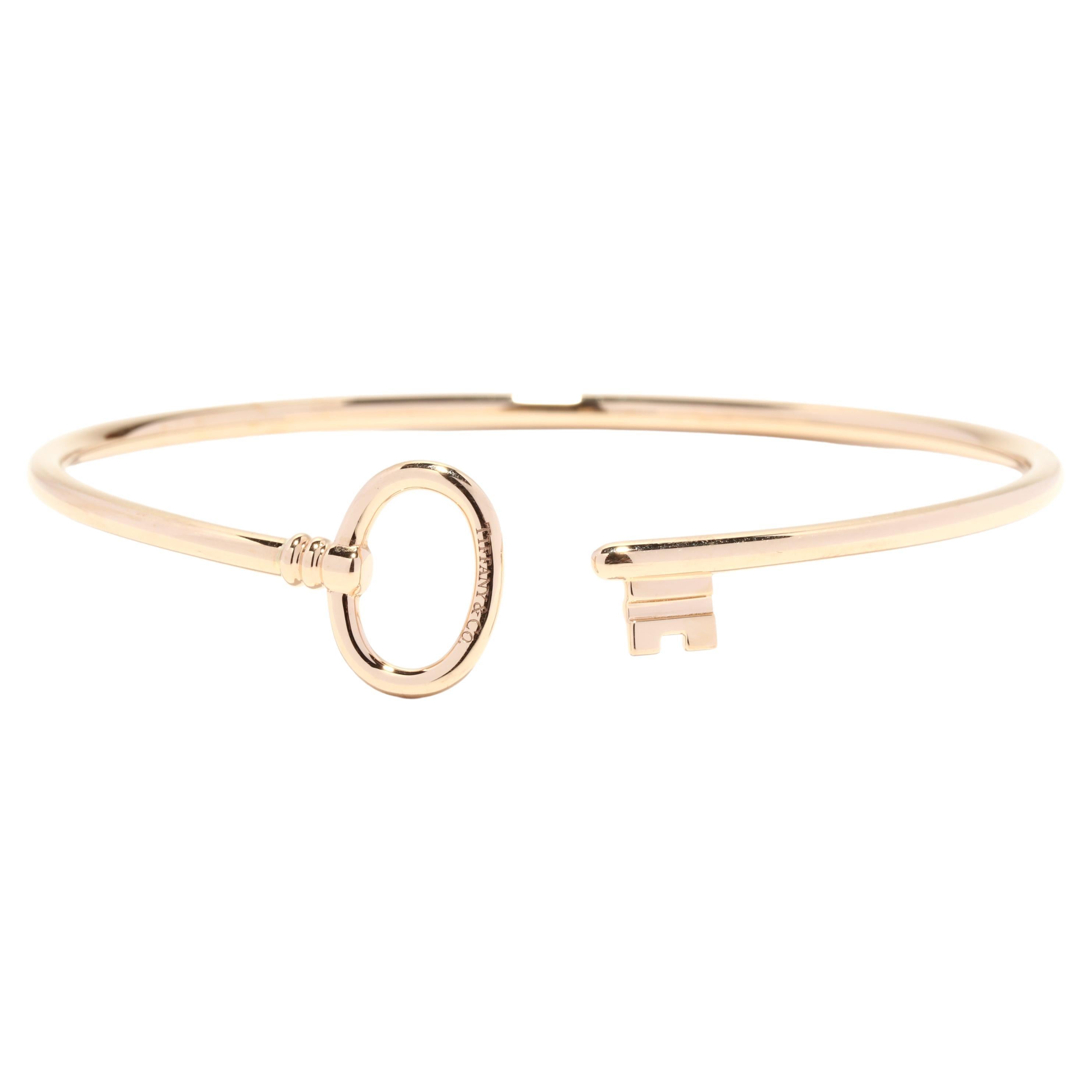 Tiffany and Company Key Wire Cuff Bracelet, 18K Gold, Flexible