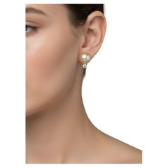 Tiffany and Company Large South Sea Pearl Earrings 1 cts Diamonds 18k Platinum