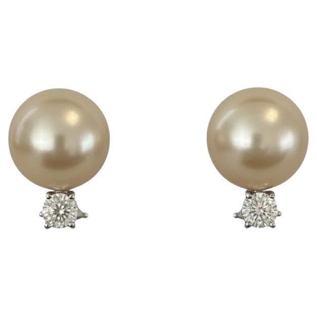 Tiffany und Unternehmen große Südsee Perle Ohrringe 1 cts Diamanten 18k Platin im Angebot