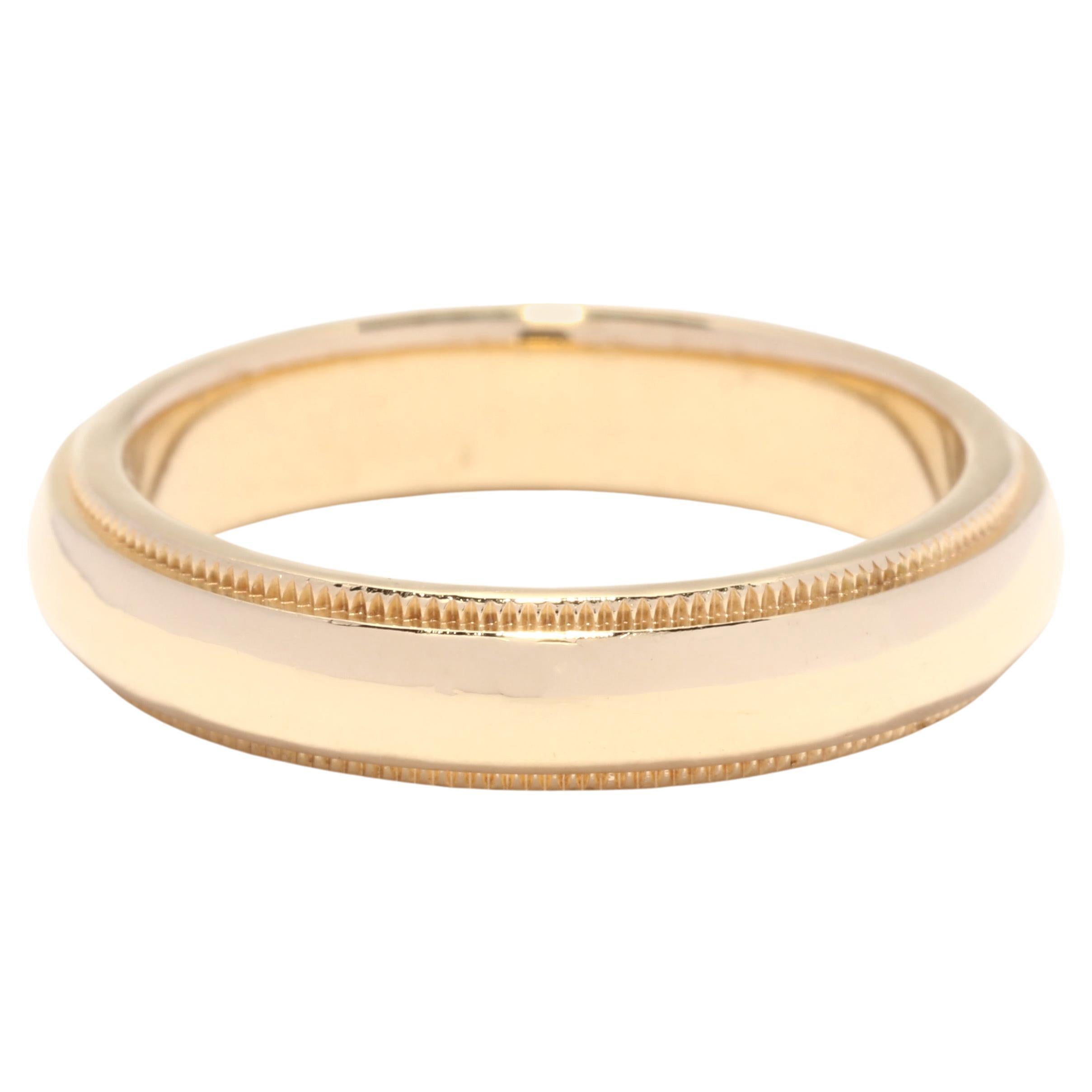 Tiffany and Company Milgrain Wedding Band, 18K Yellow Gold, Ring Size 6.25