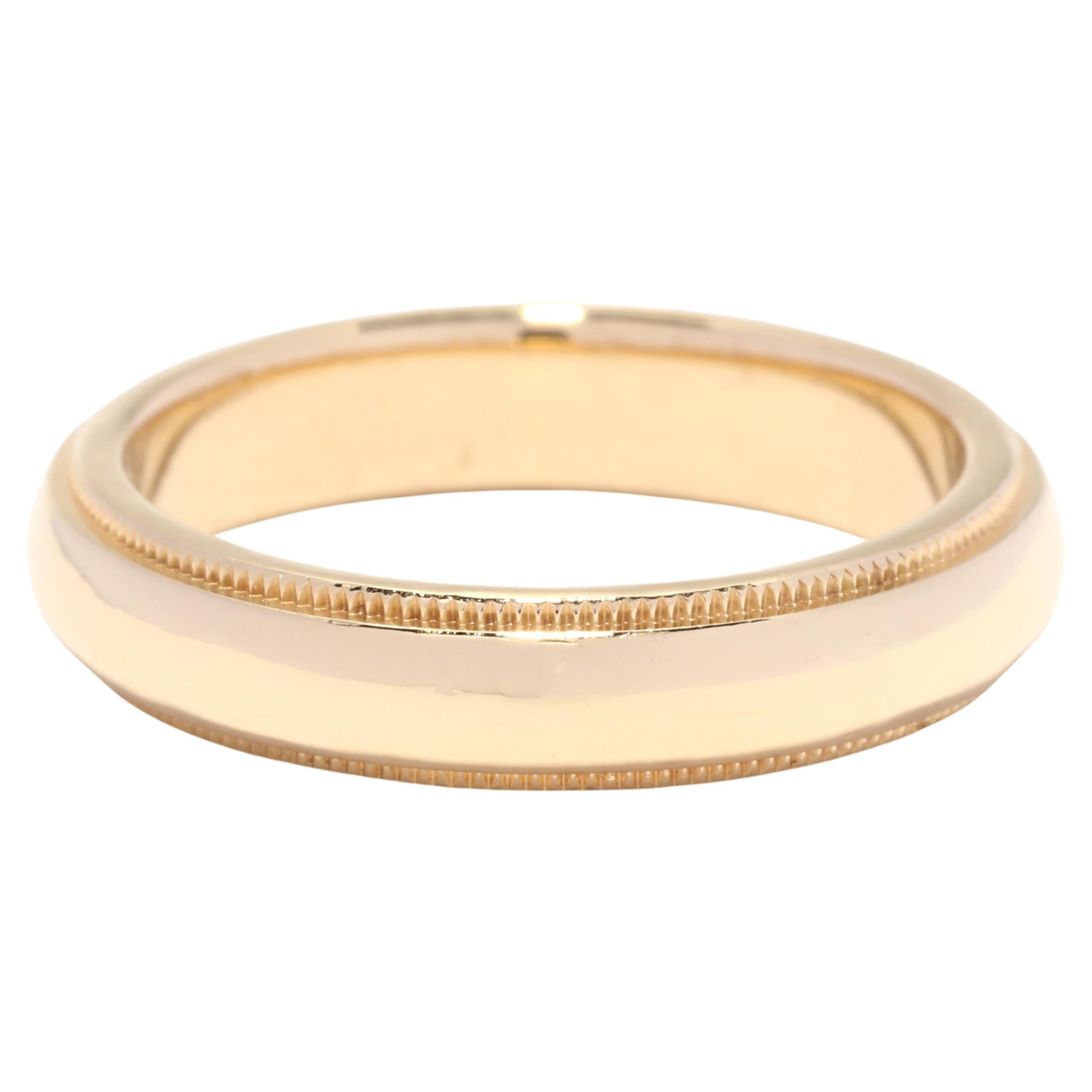 Tiffany and Company Milgrain Wedding Band, 18K Yellow Gold, Ring Size 6.25 For Sale