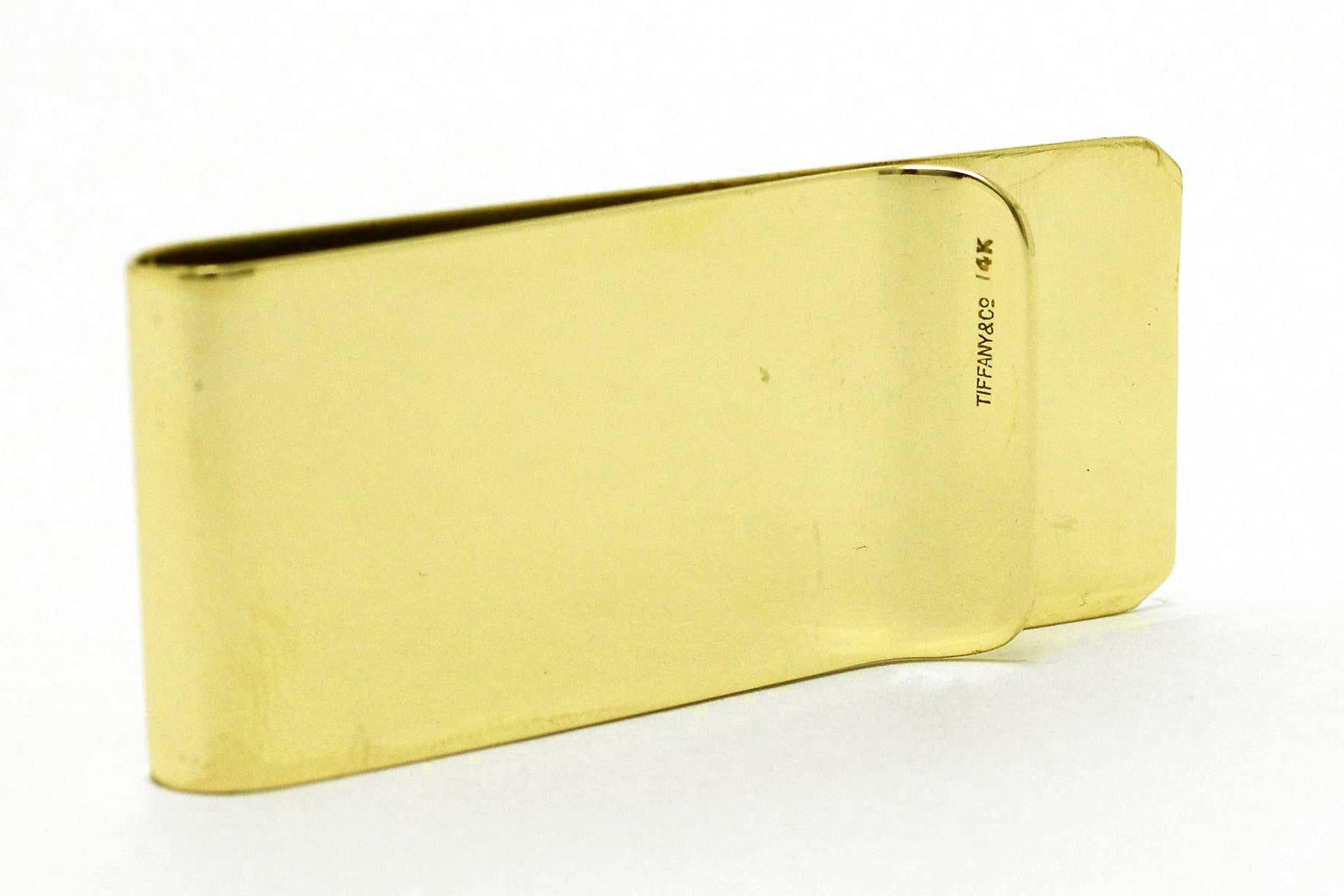 Tiffany & Co. Money Clip 14 Karat Yellow Gold Classic Vintage Estate Heirloom In Good Condition In Santa Barbara, CA