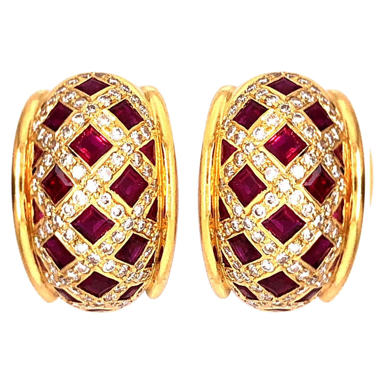 Tiffany & Co. Ruby and Diamond Earrings For Sale