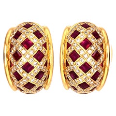 Used Tiffany & Co. Ruby and Diamond Earrings