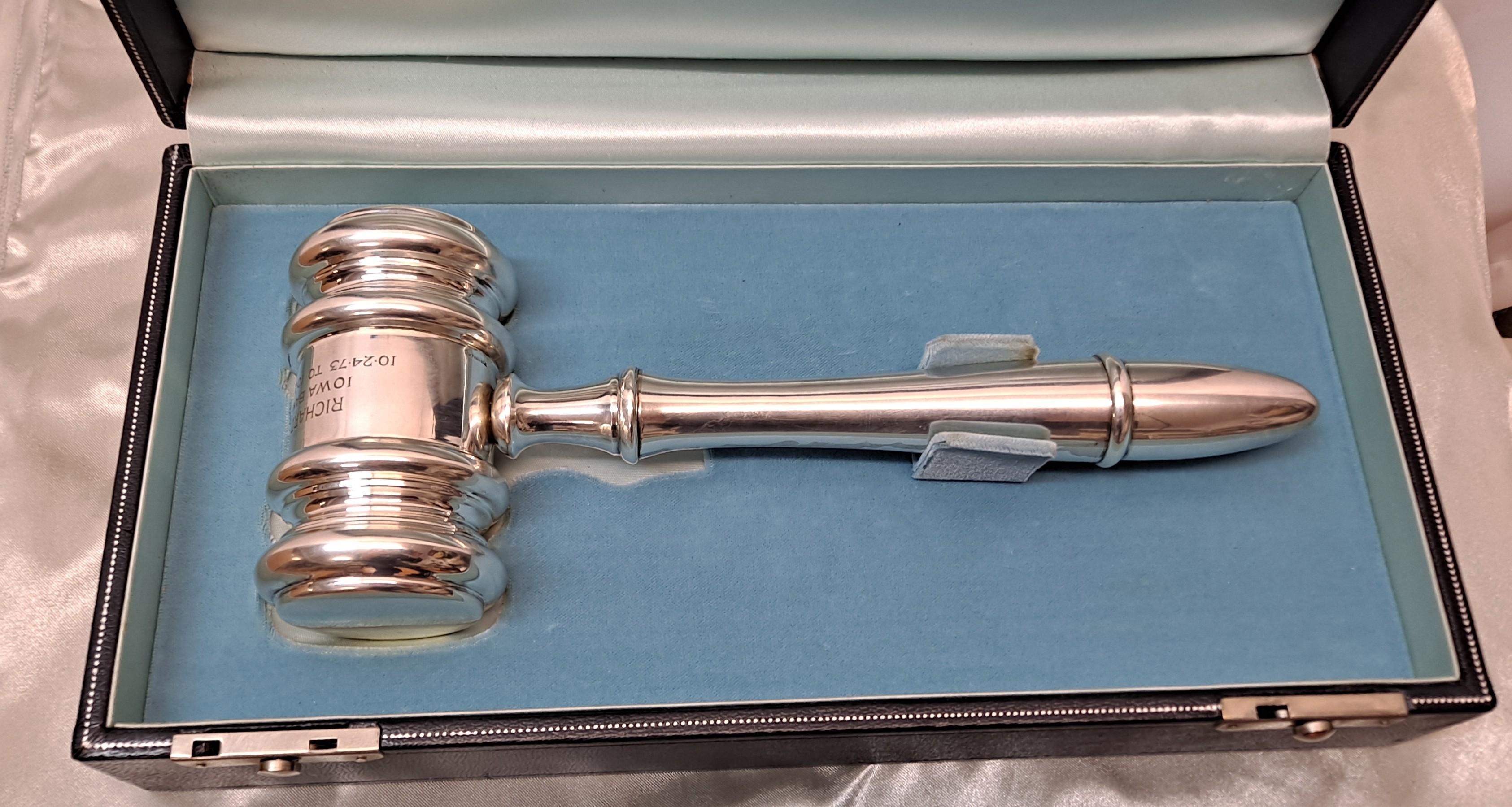 Tiffany and Company Sterling Gavel With Original Box

Engraved 