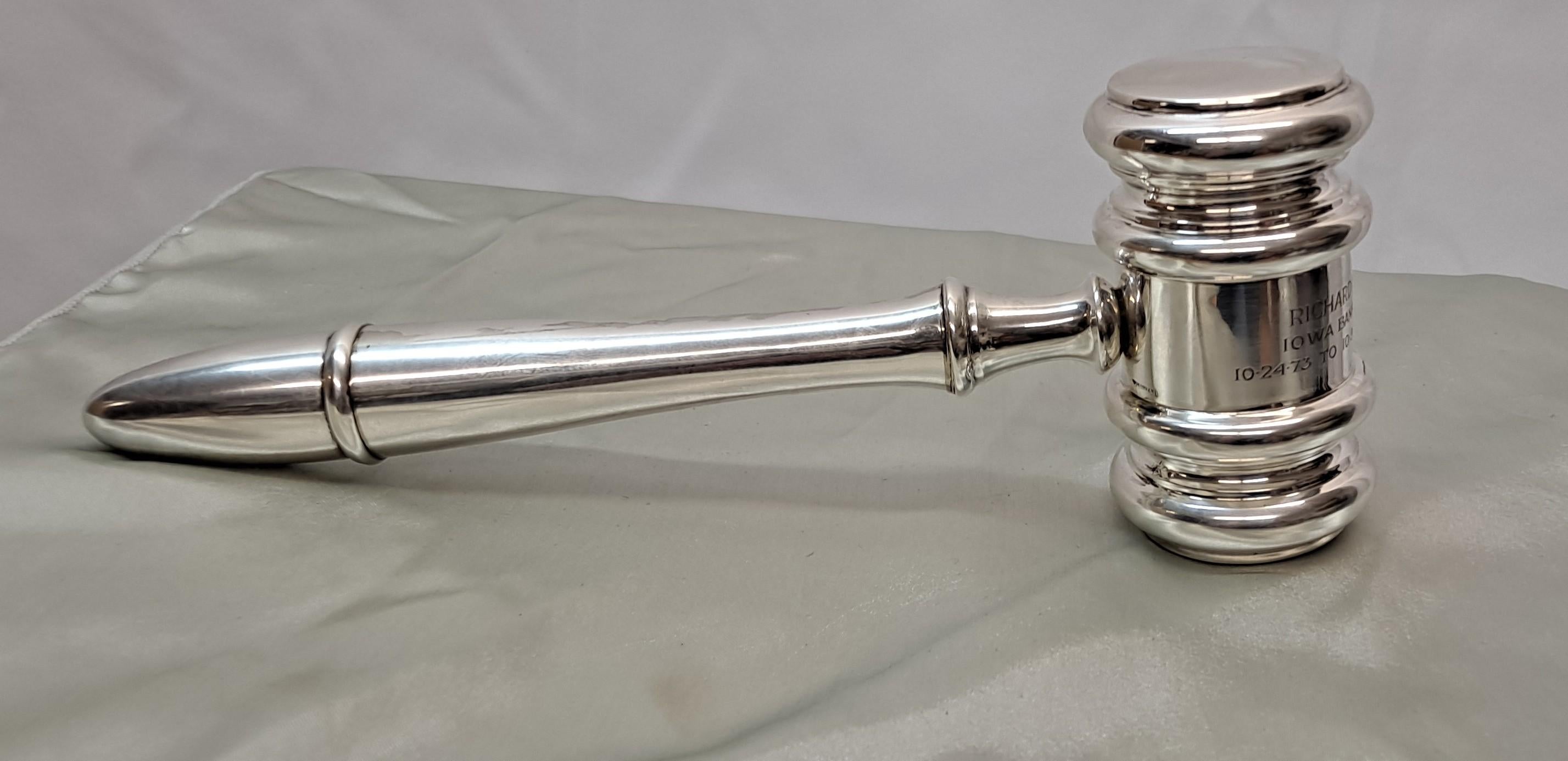 Tiffany and Company Sterling Gavel With Original Box In Excellent Condition For Sale In San Francisco, CA