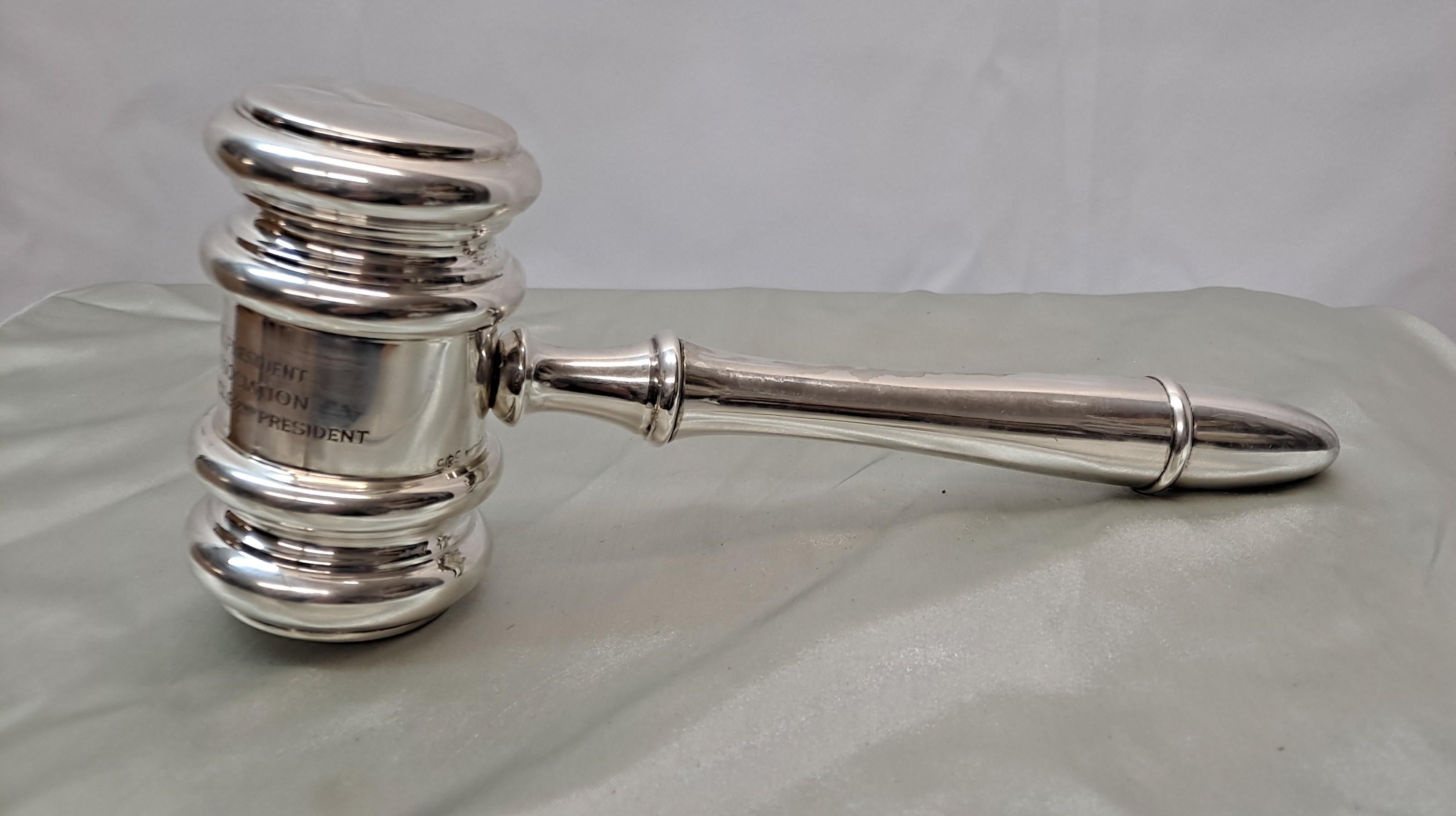 Late 20th Century Tiffany and Company Sterling Gavel With Original Box For Sale