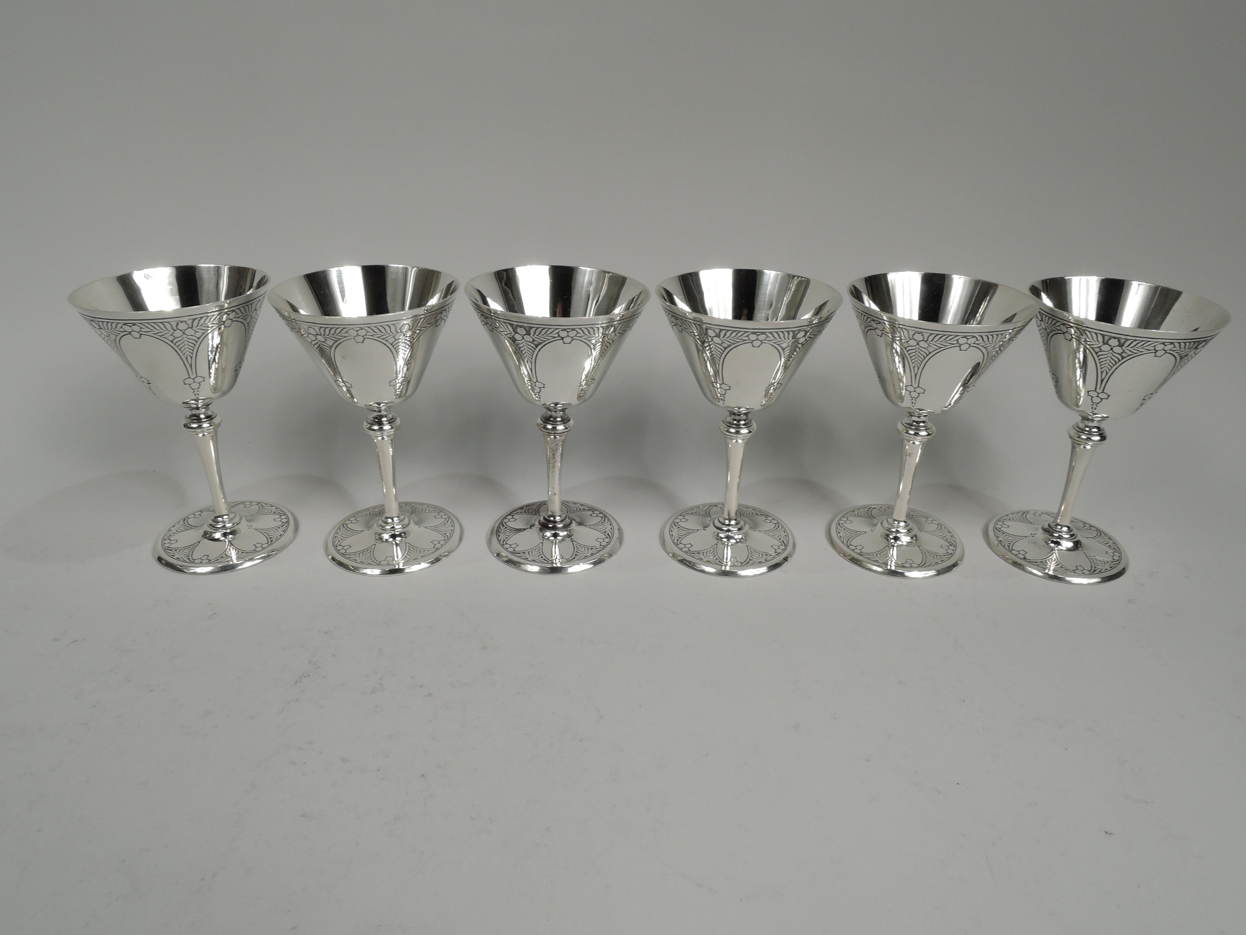 20th Century Tiffany Art Deco Bar Set with Cocktail Shaker & Cups on Tray